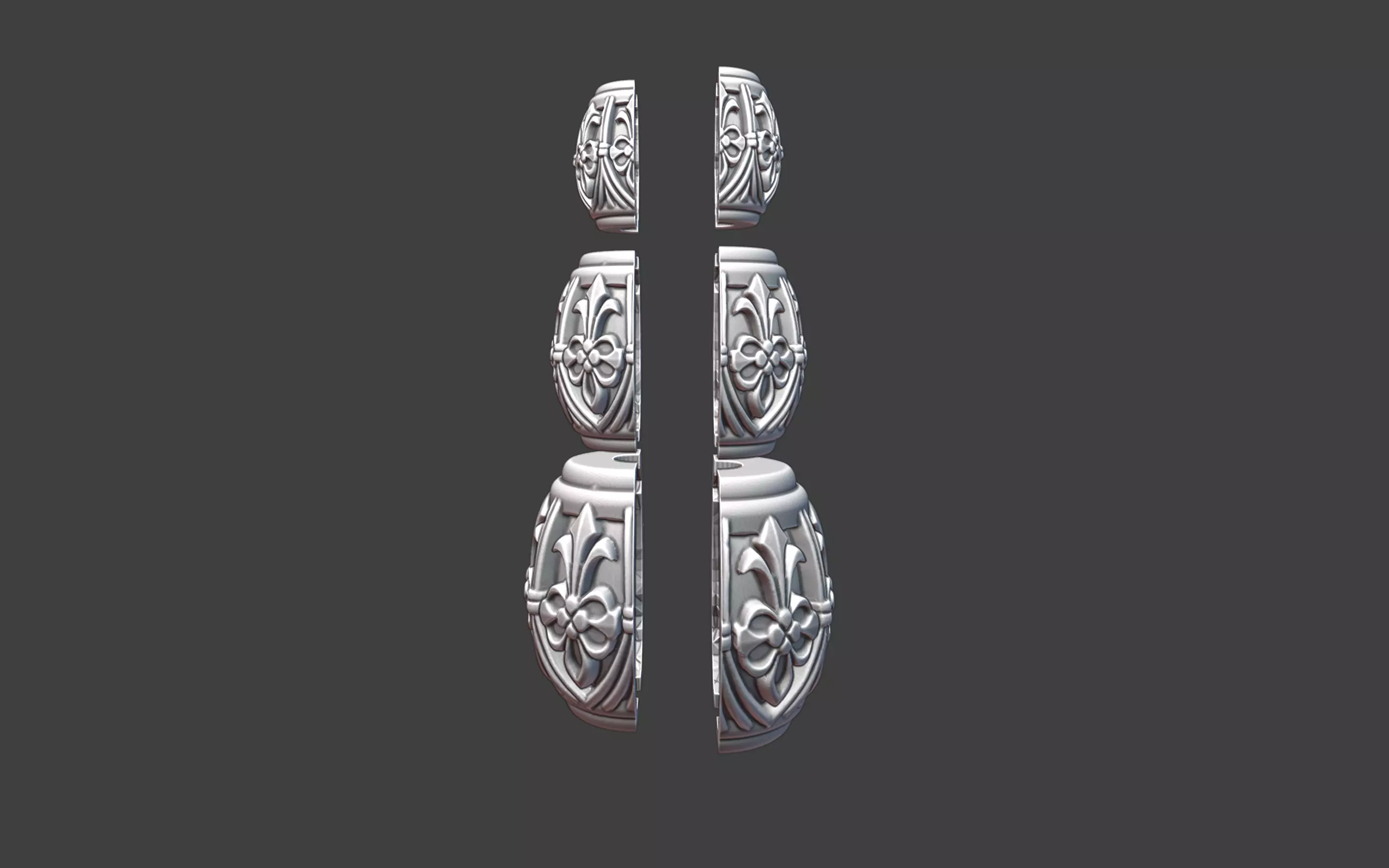 Decorative Silver Bead  Half Cut for Casting 3D print model_9