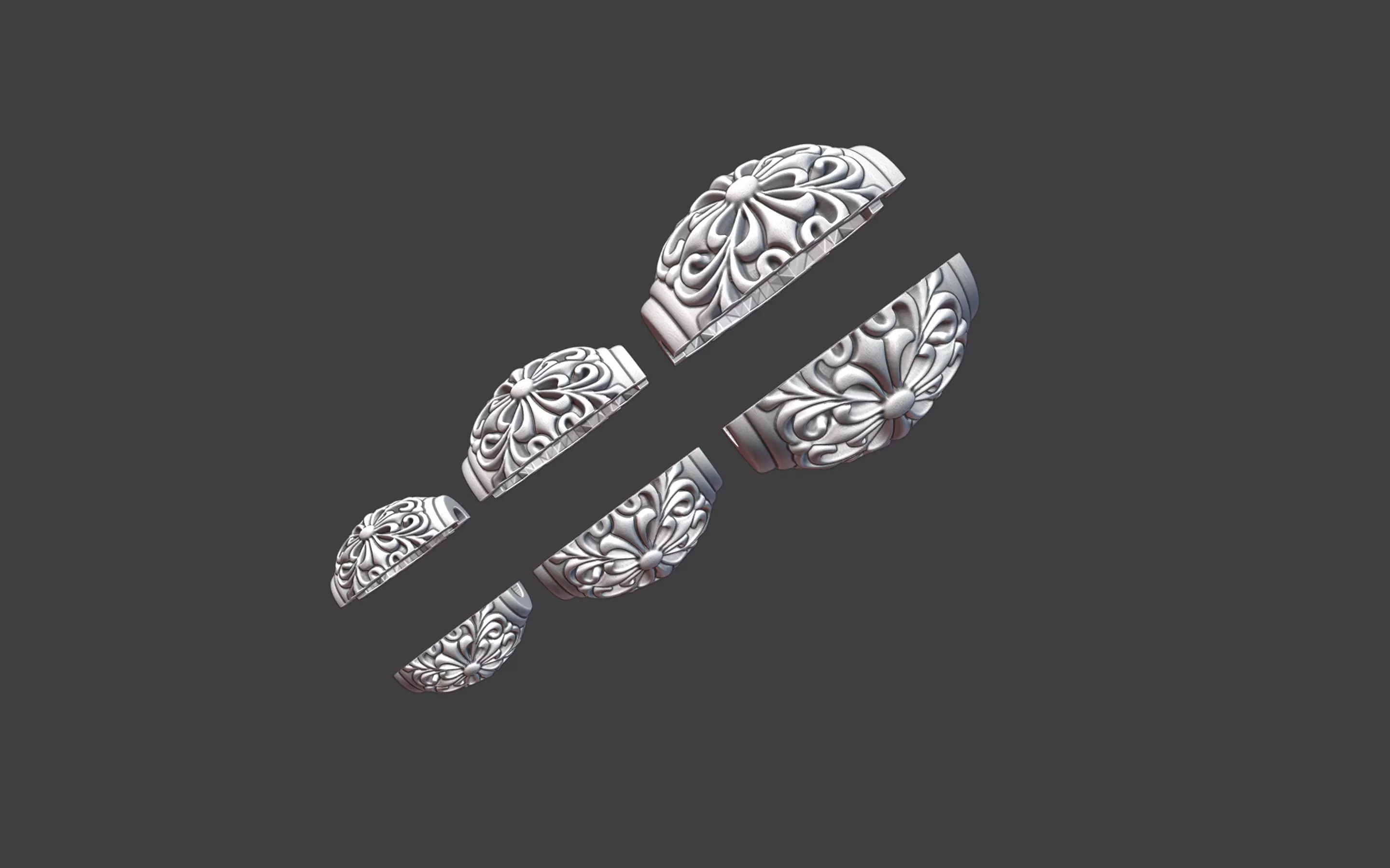Decorative Silver Bead  Half Cut for Casting 3D print model_4