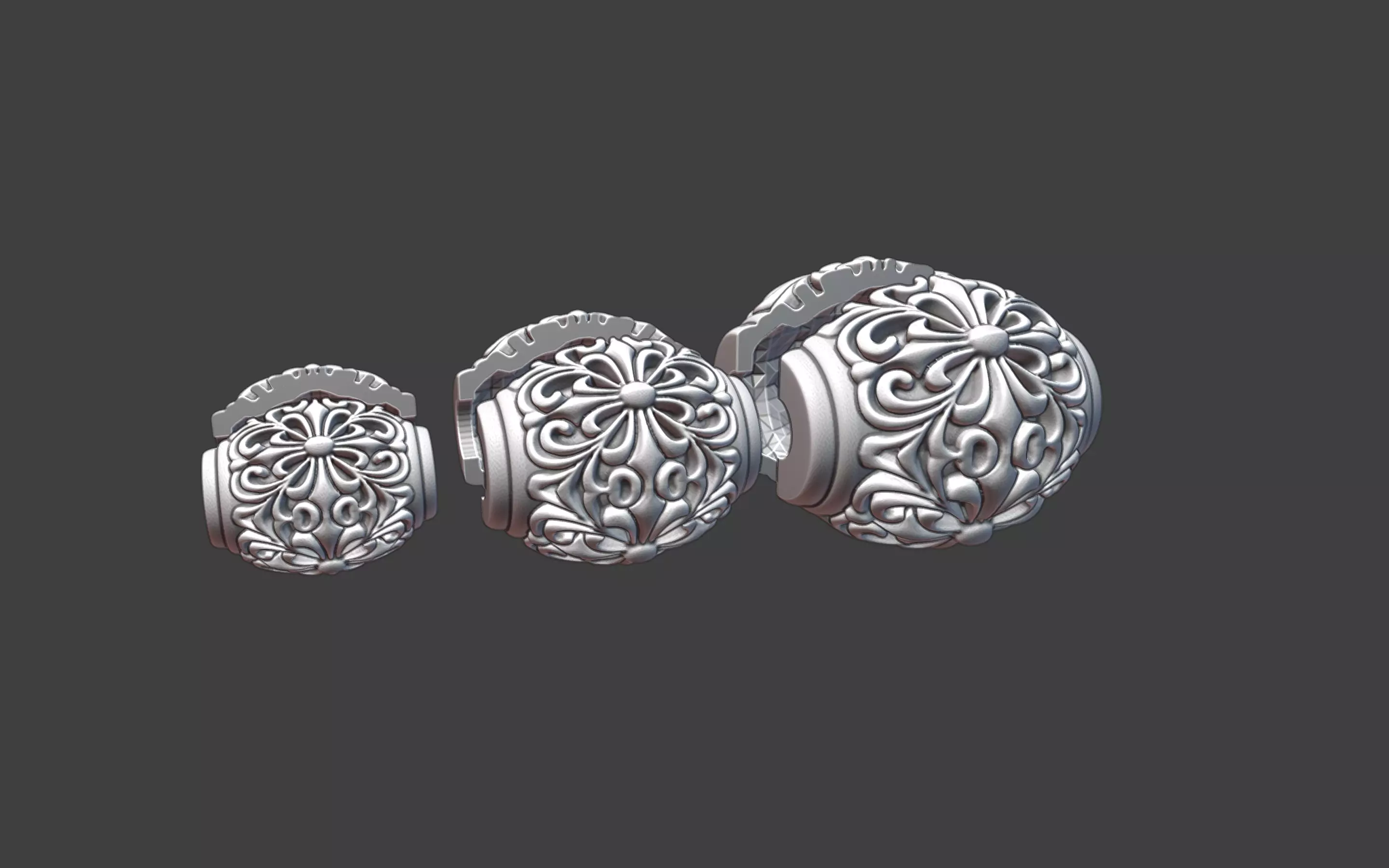 Decorative Silver Bead  Half Cut for Casting 3D print model_1