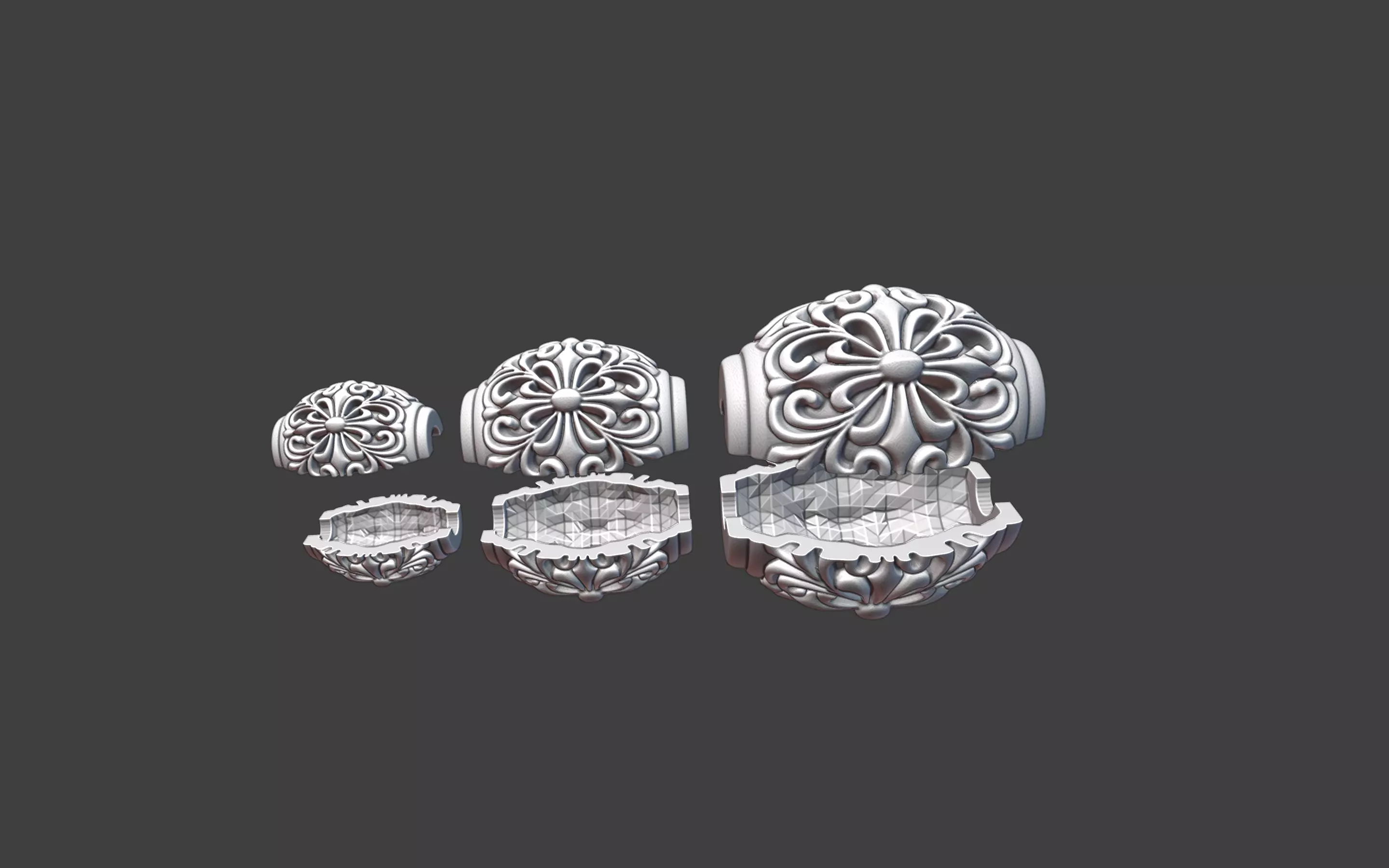 Decorative Silver Bead  Half Cut for Casting 3D print model_5