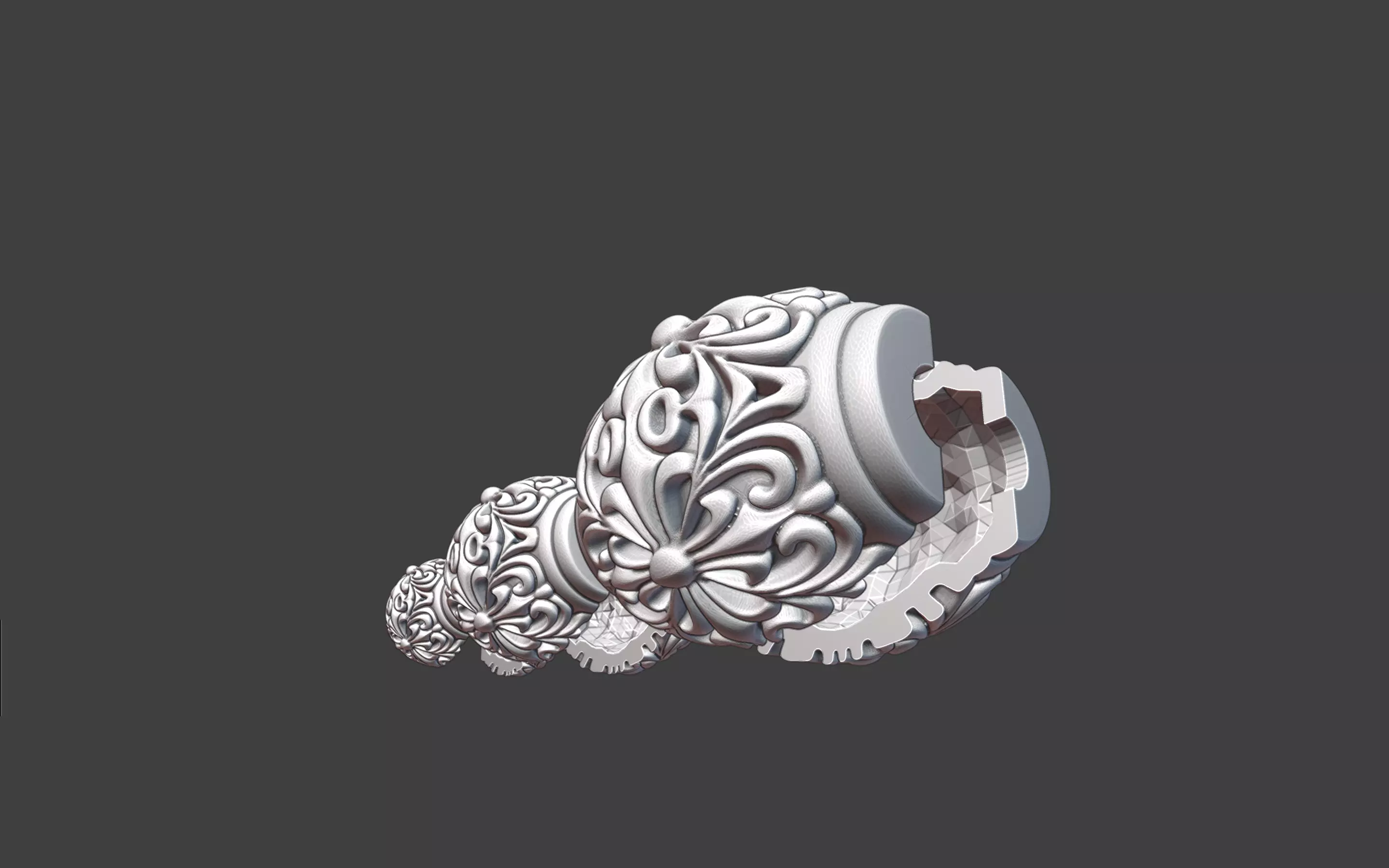Decorative Silver Bead  Half Cut for Casting 3D print model_7