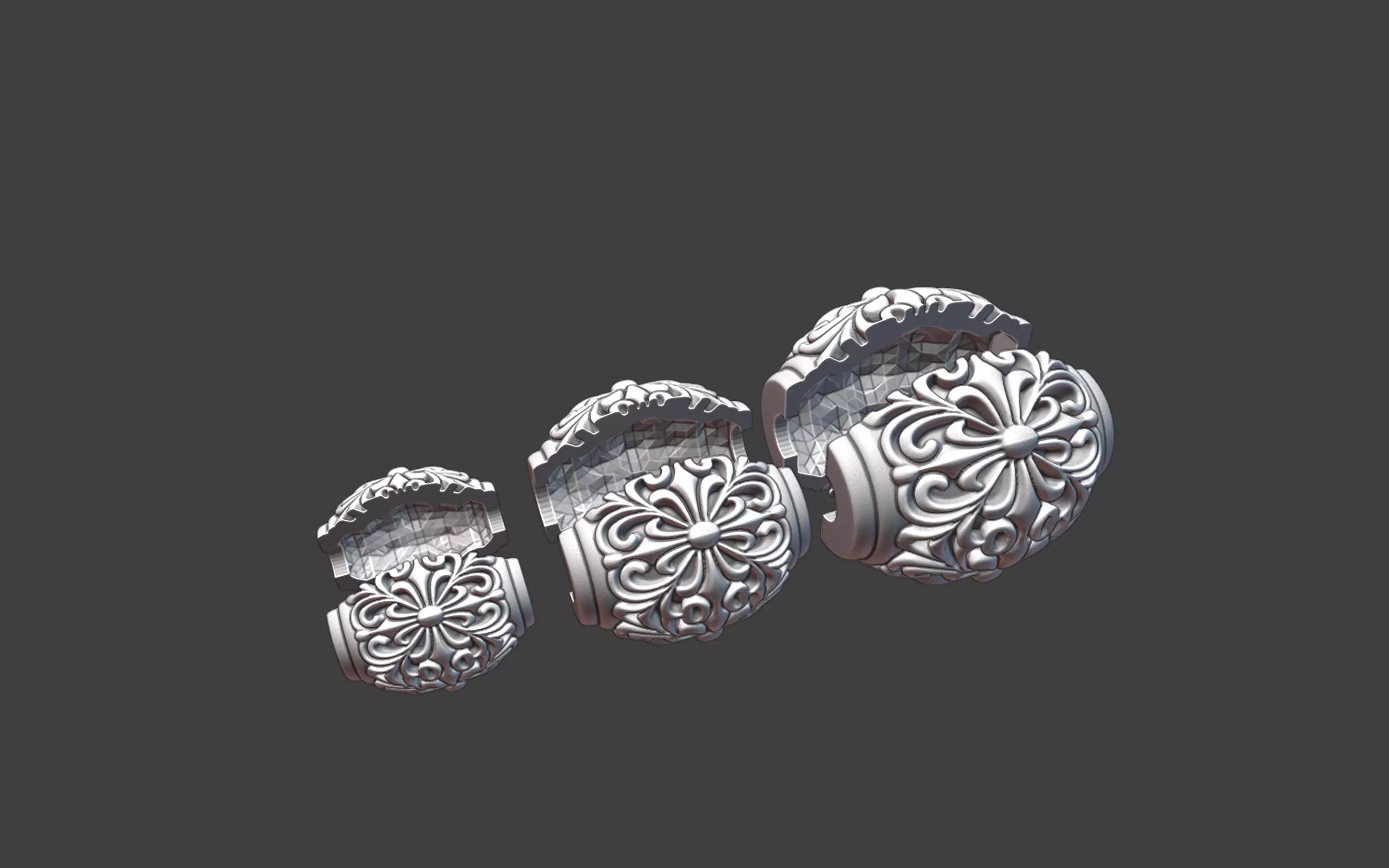 Decorative Silver Bead  Half Cut for Casting 3D print model_2