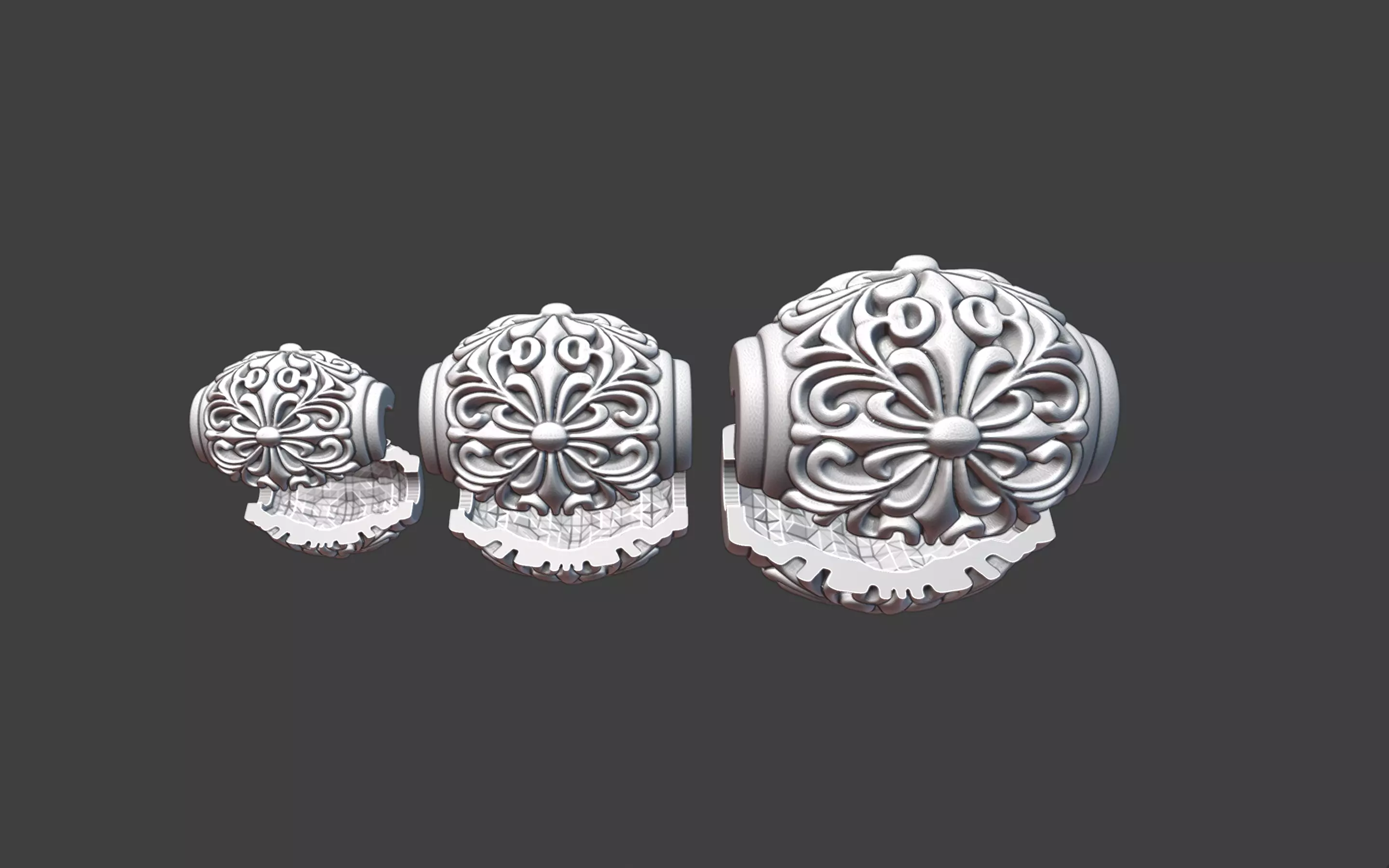Decorative Silver Bead  Half Cut for Casting 3D print model_6