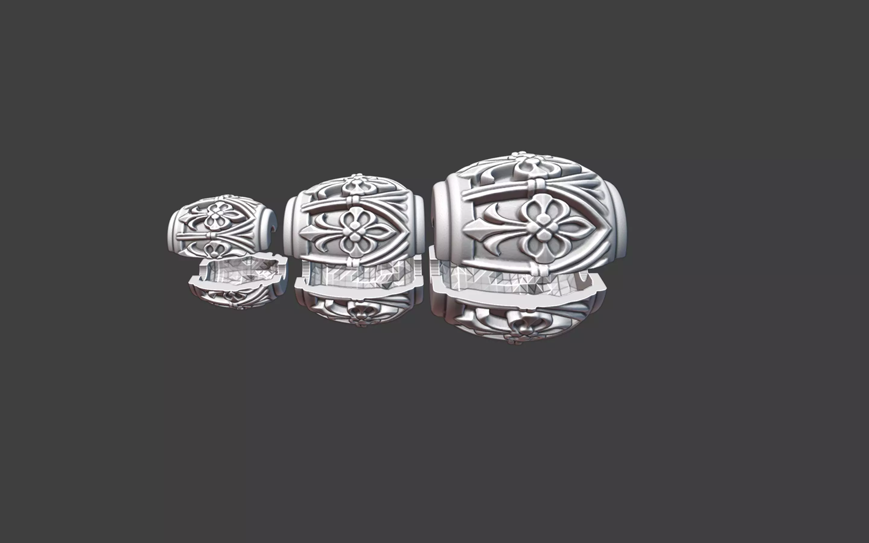 Decorative Silver Bead  Half Cut for Casting 3D print model_11