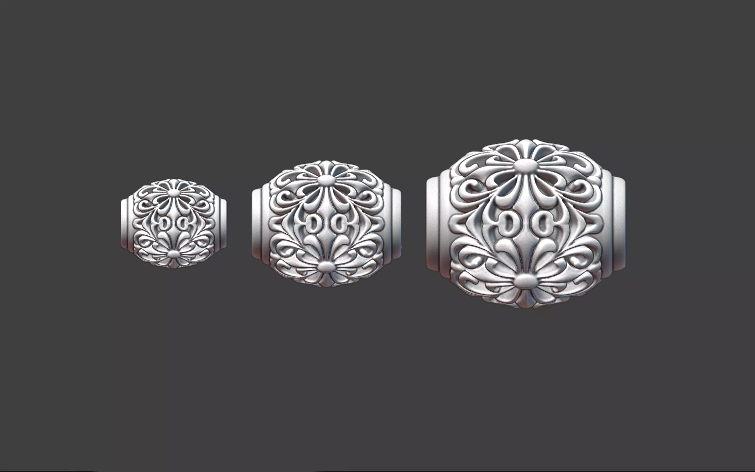 Decorative Silver Bead  Half Cut for Casting 3D print model_0