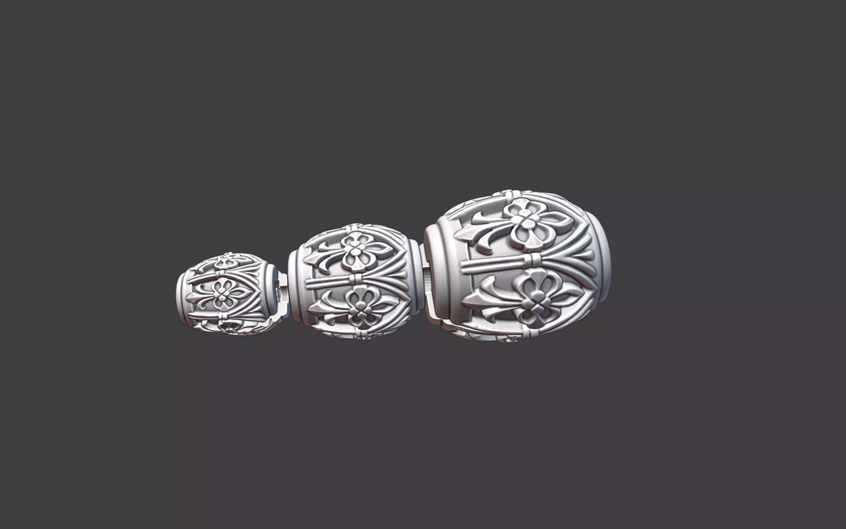 Decorative Silver Bead  Half Cut for Casting 3D print model_12