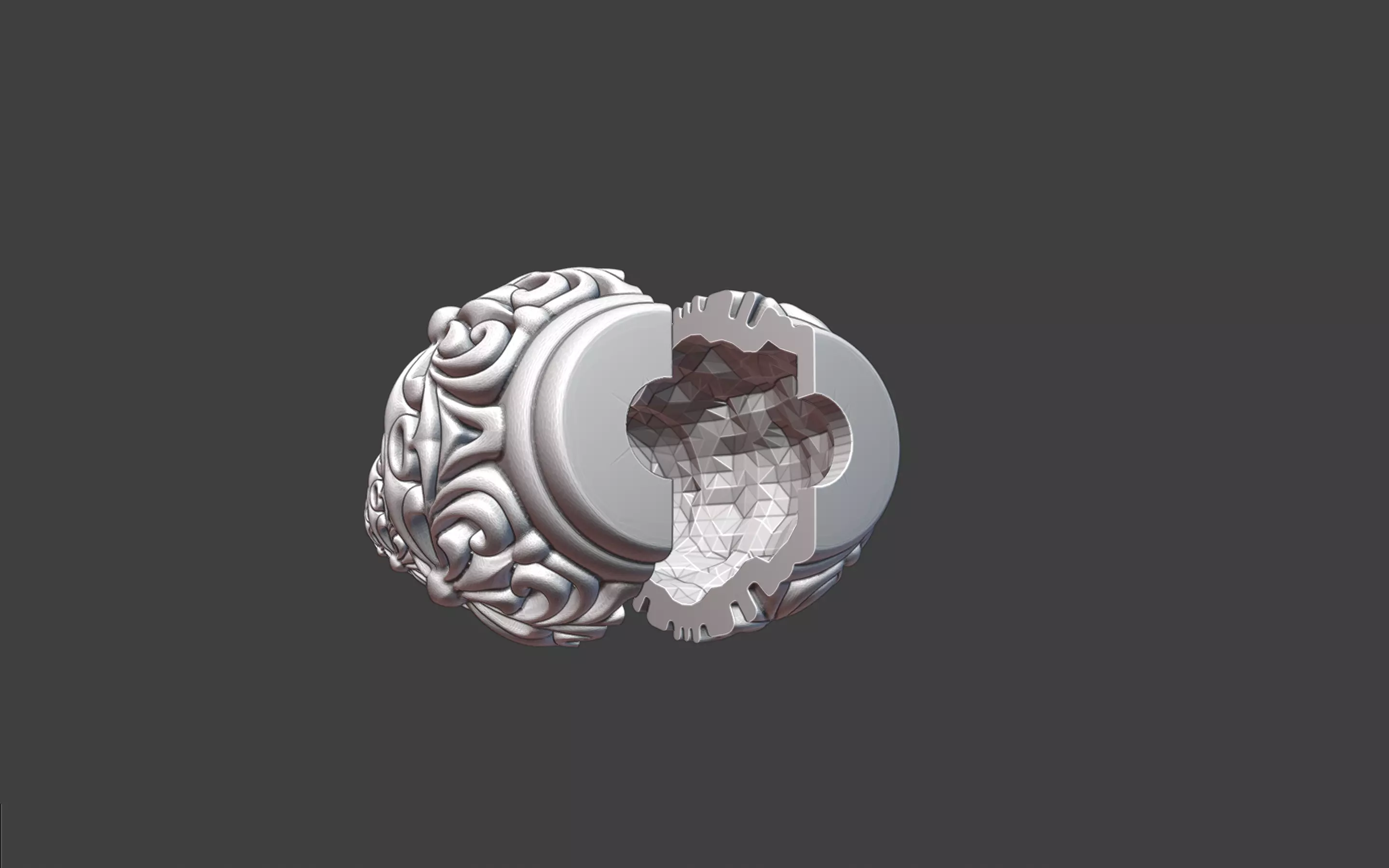 Decorative Silver Bead  Half Cut for Casting 3D print model_8
