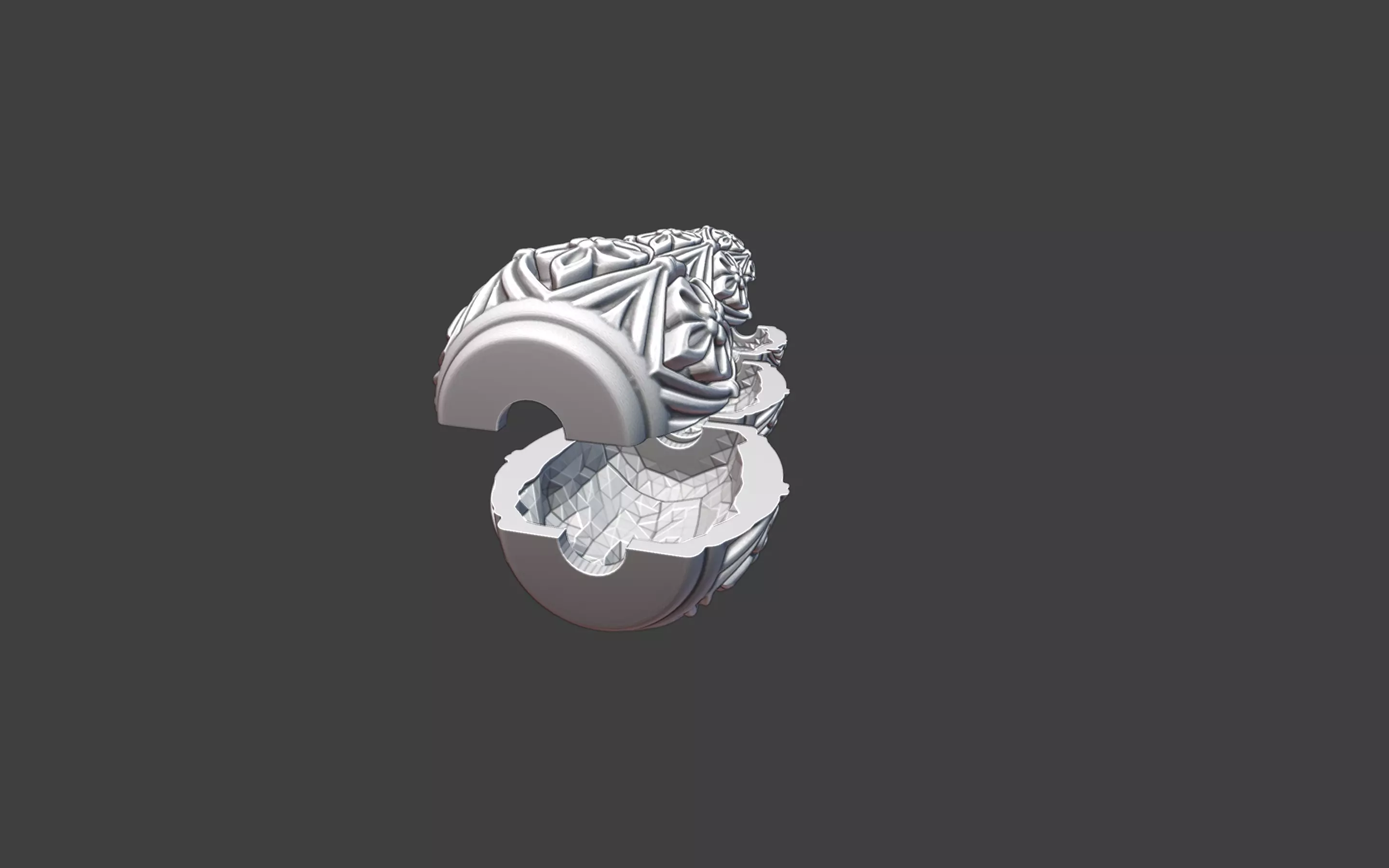 Decorative Silver Bead  Half Cut for Casting 3D print model_15