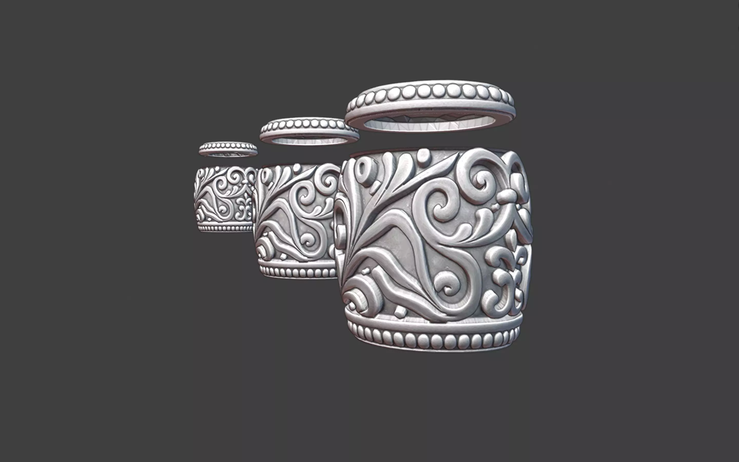 Decorative Silver Bead scrollwork 3D print model_3