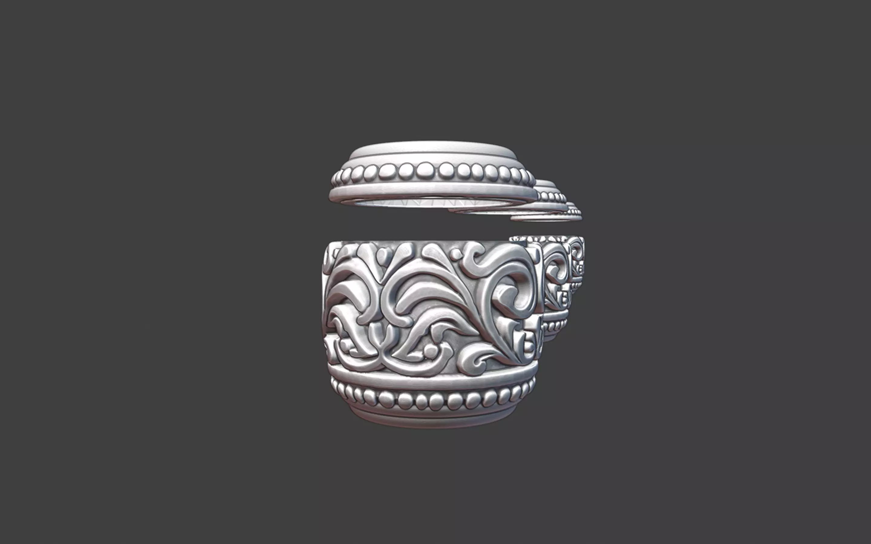 Decorative Silver Bead scrollwork 3D print model_2