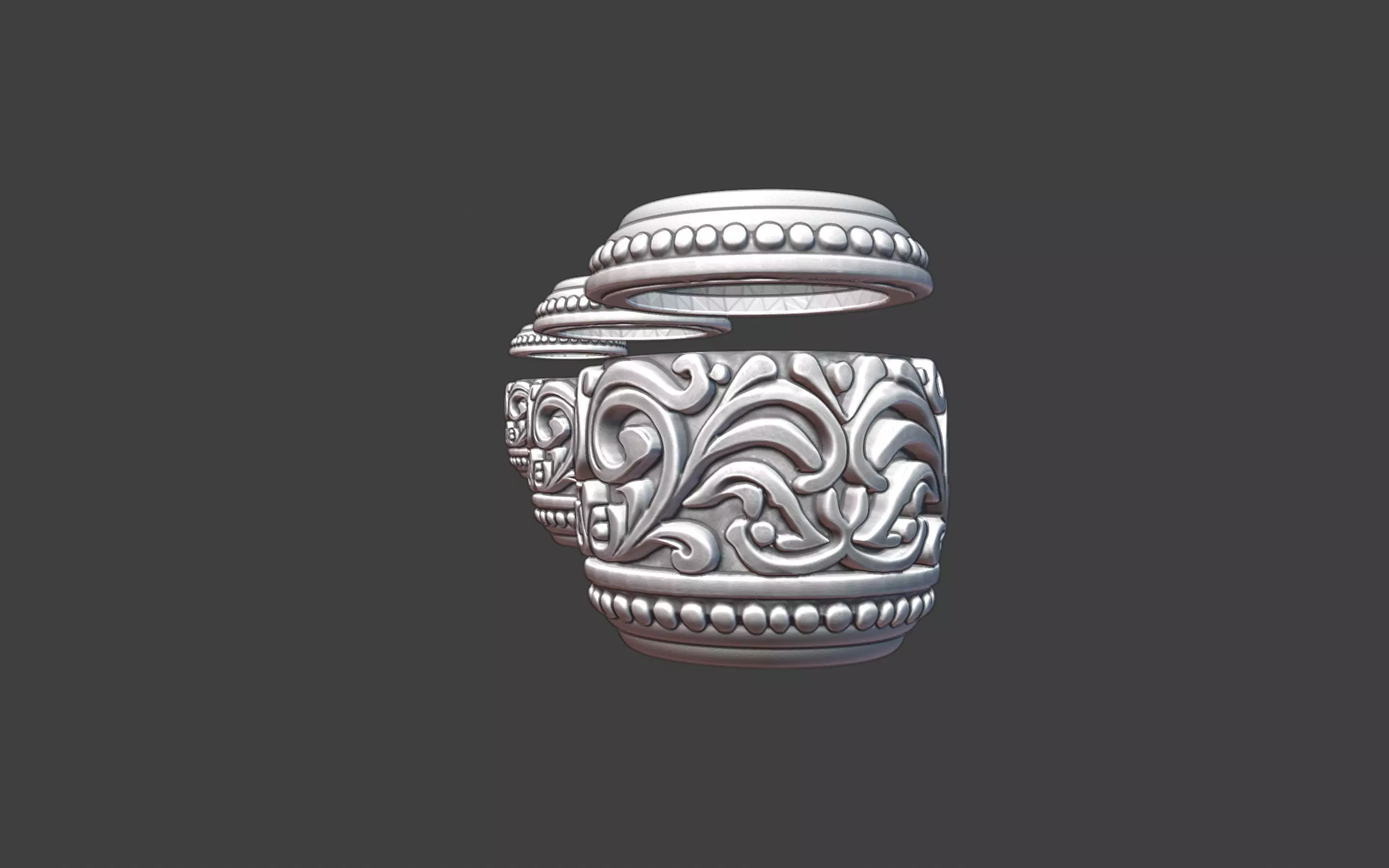 Decorative Silver Bead scrollwork 3D print model_3