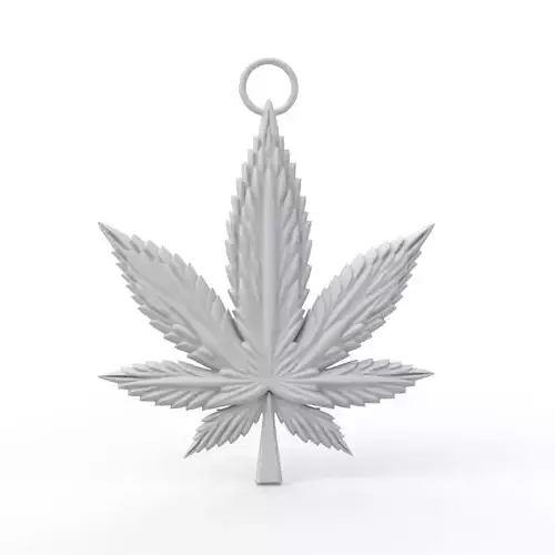 Marijuana Leaf Keychain 3D Print Model