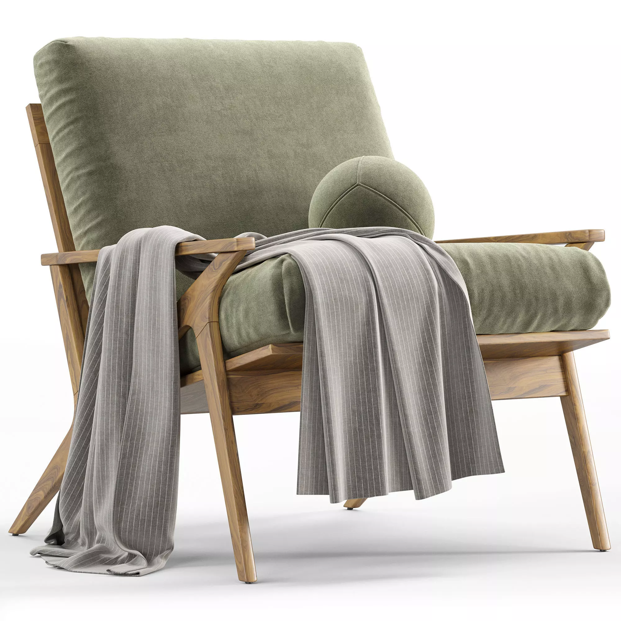 Cavett Wood Frame Armchair by Crate Barrel 3D model_5