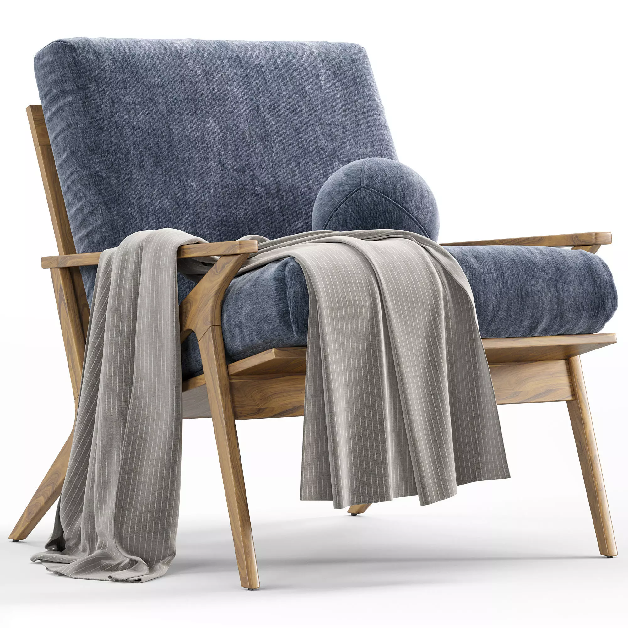 Cavett Wood Frame Armchair by Crate Barrel 3D model_4