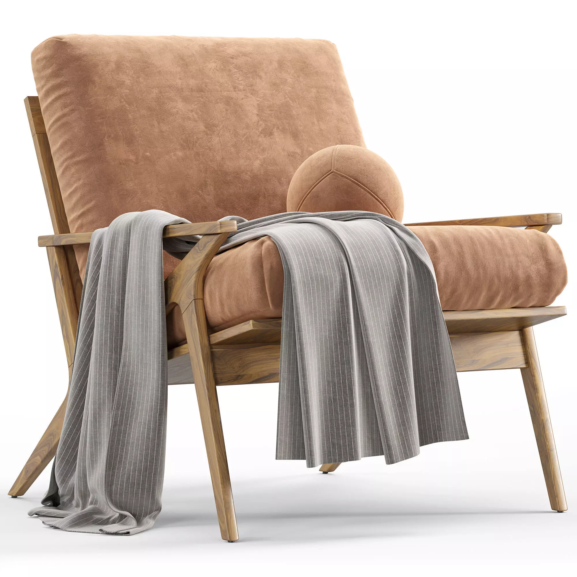 Cavett Wood Frame Armchair by Crate Barrel 3D model_3