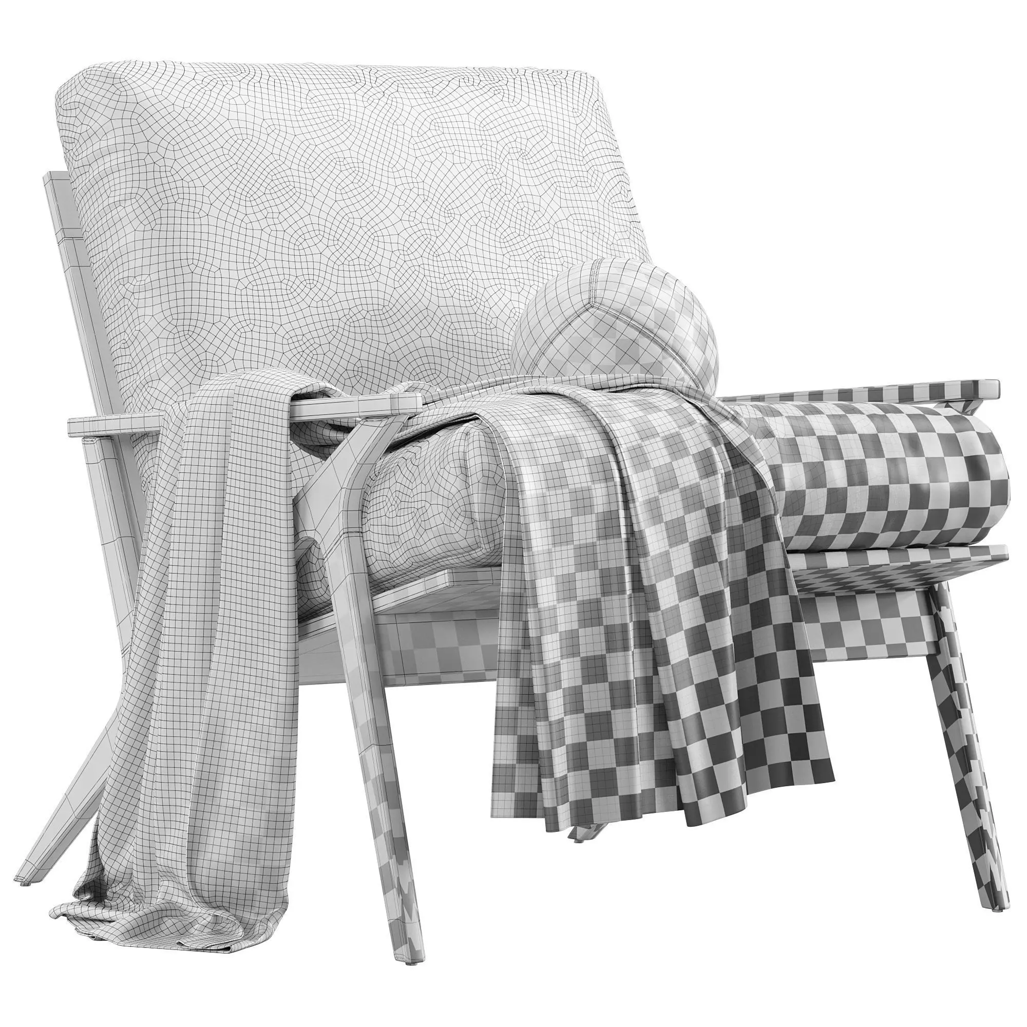 Cavett Wood Frame Armchair by Crate Barrel 3D model_6