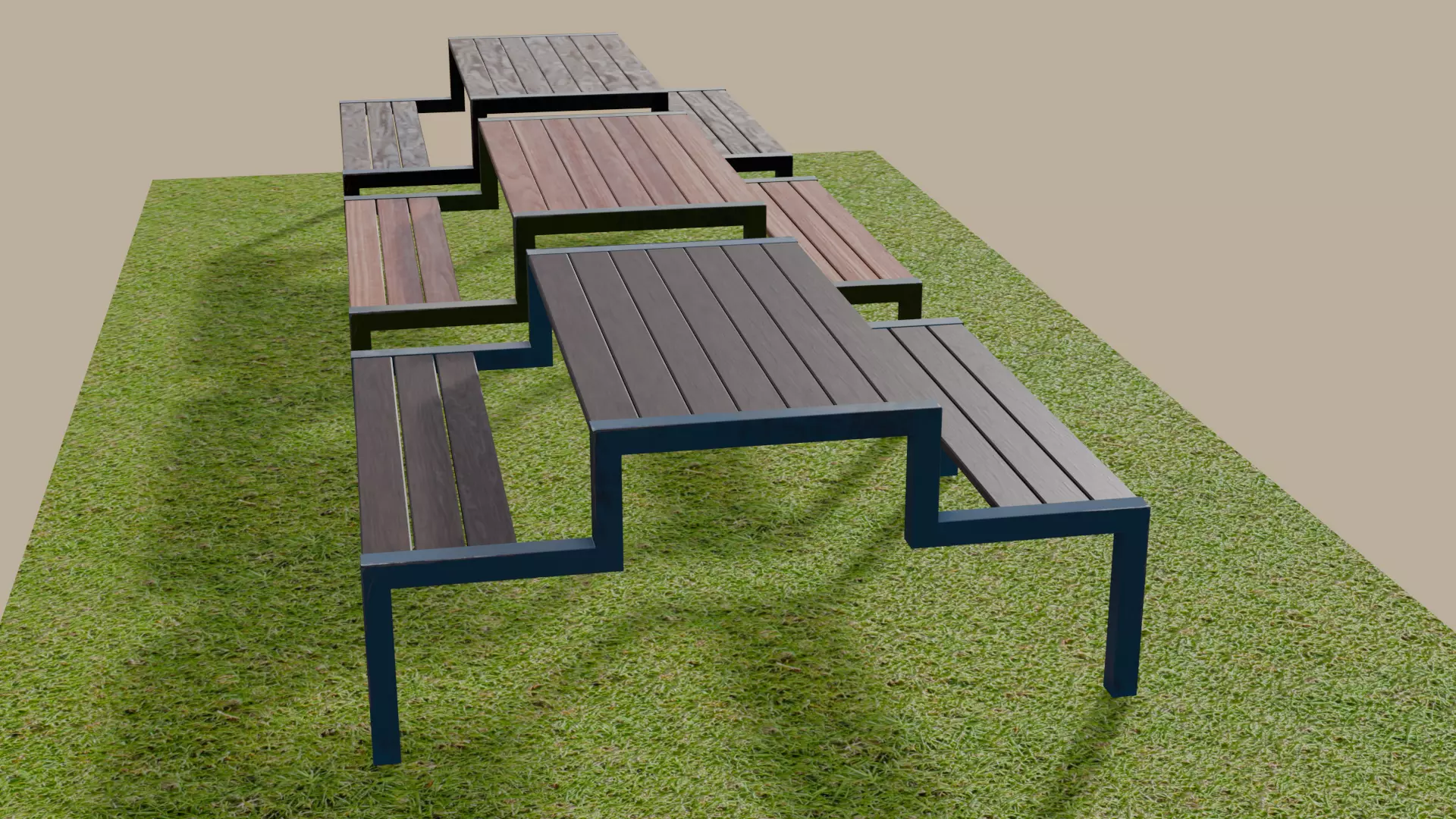 Picnic Table 02 Low-poly 3D model_6