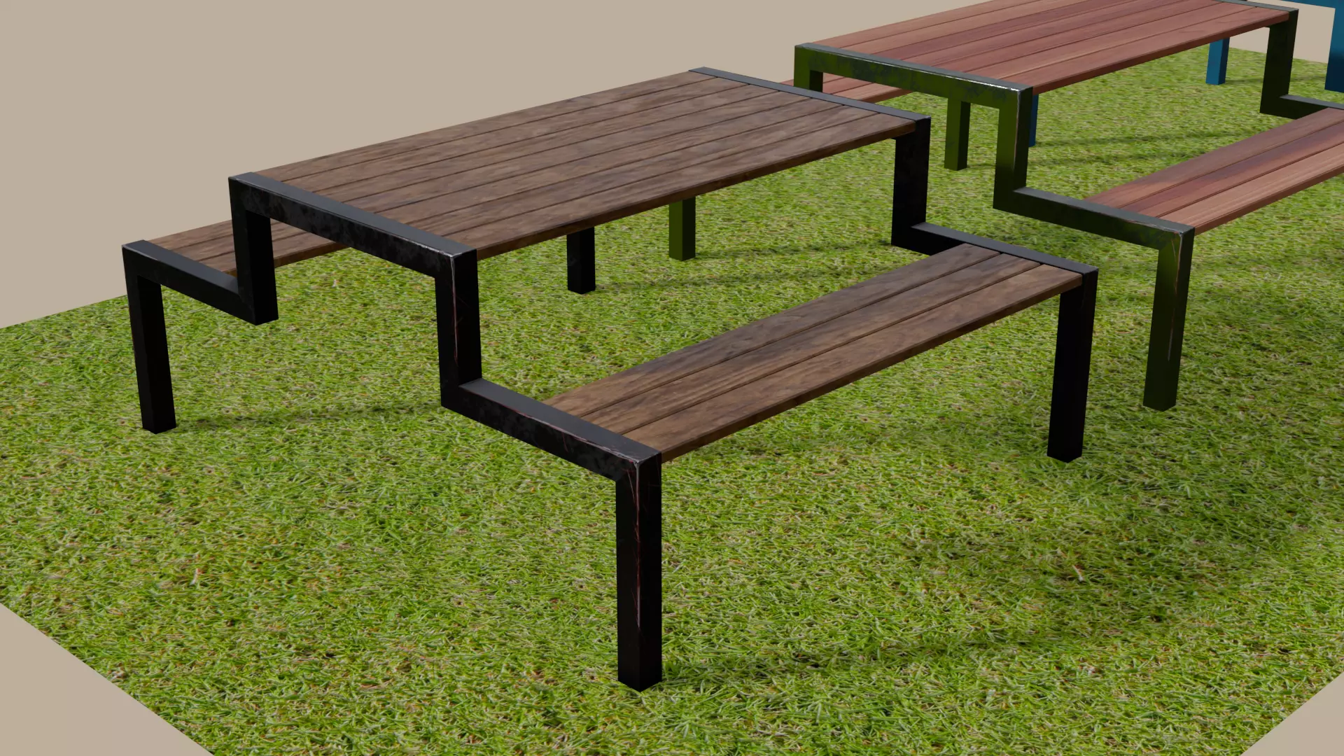 Picnic Table 02 Low-poly 3D model_3