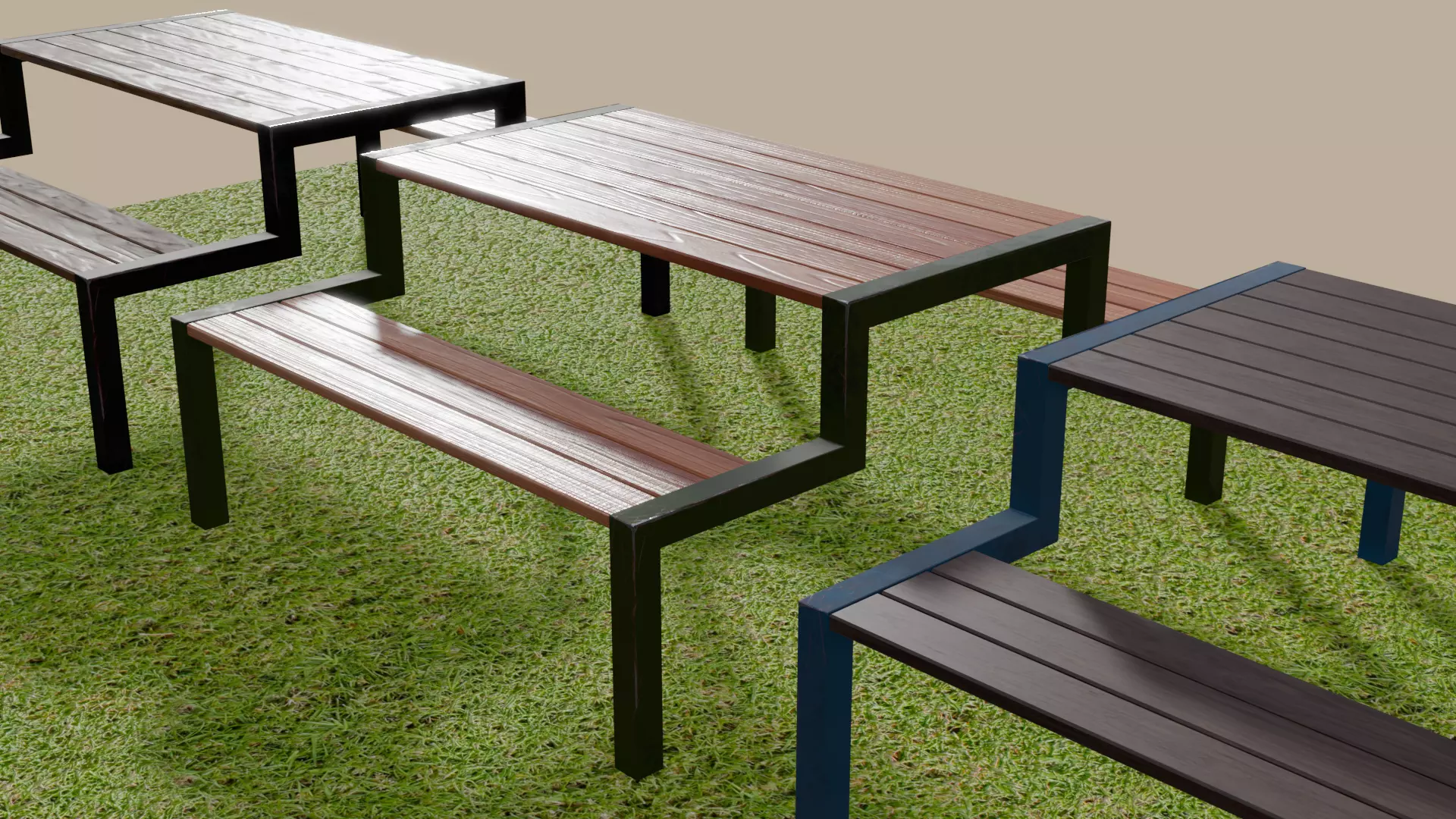 Picnic Table 02 Low-poly 3D model_2