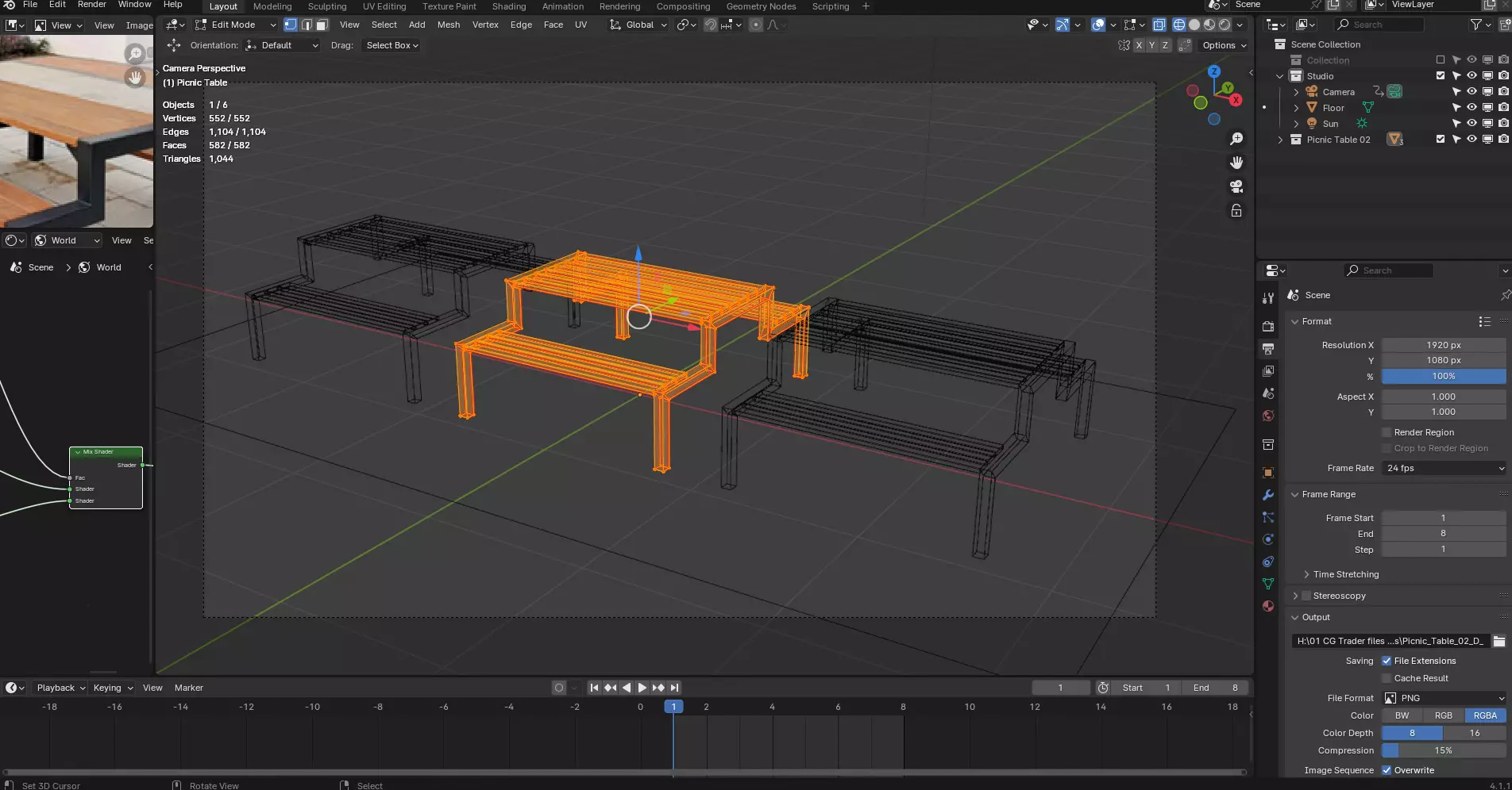 Picnic Table 02 Low-poly 3D model_37