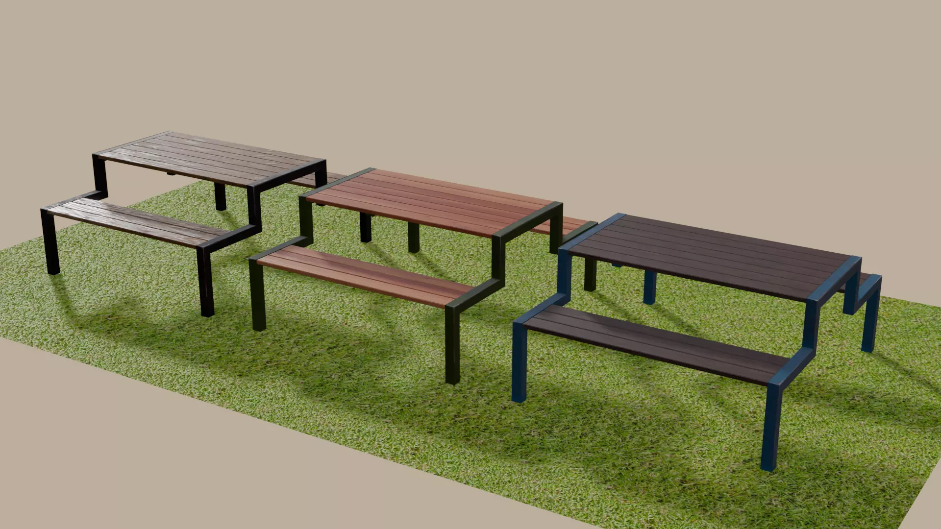 Picnic Table 02 Low-poly 3D model_0