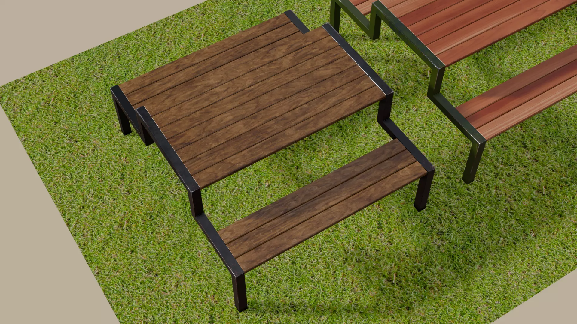 Picnic Table 02 Low-poly 3D model_5