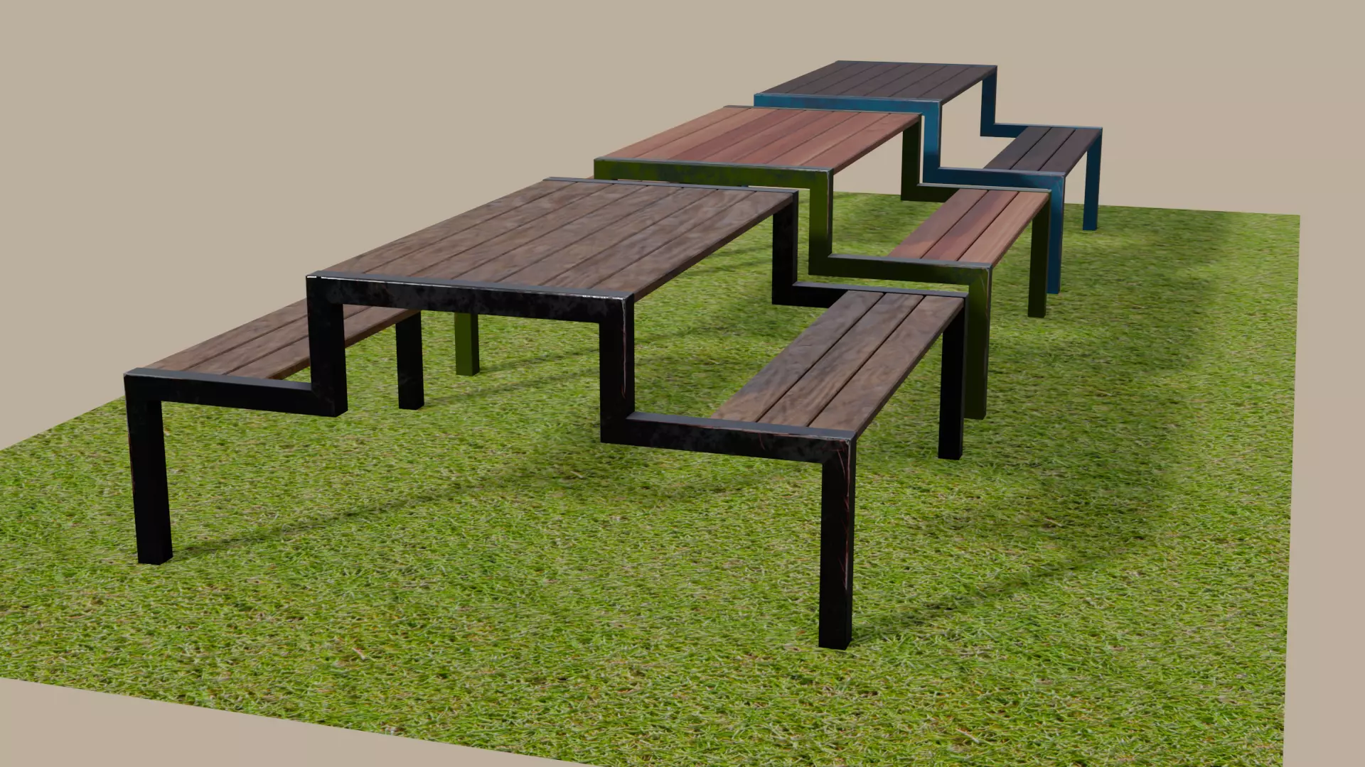 Picnic Table 02 Low-poly 3D model_4