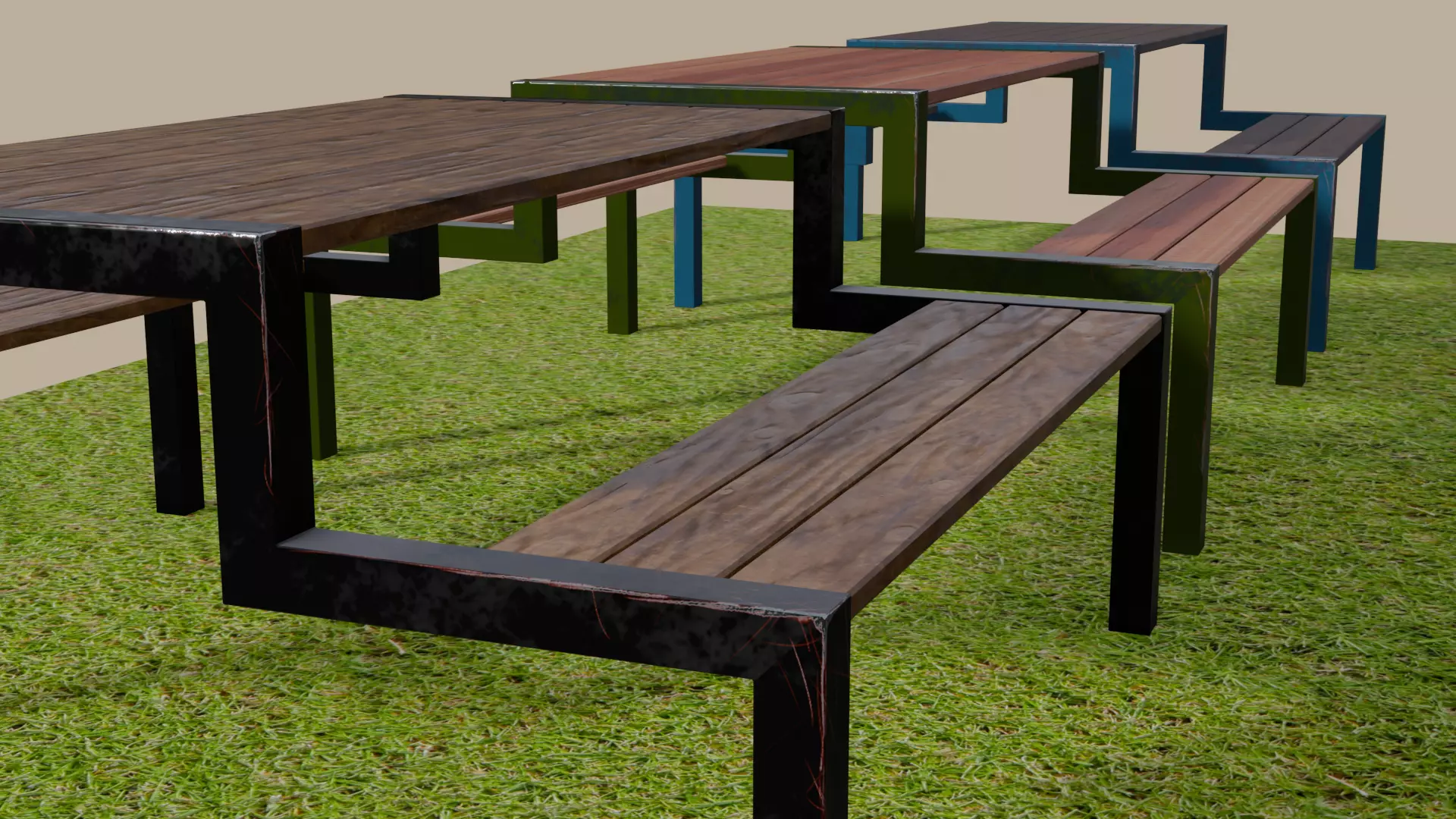 Picnic Table 02 Low-poly 3D model_7