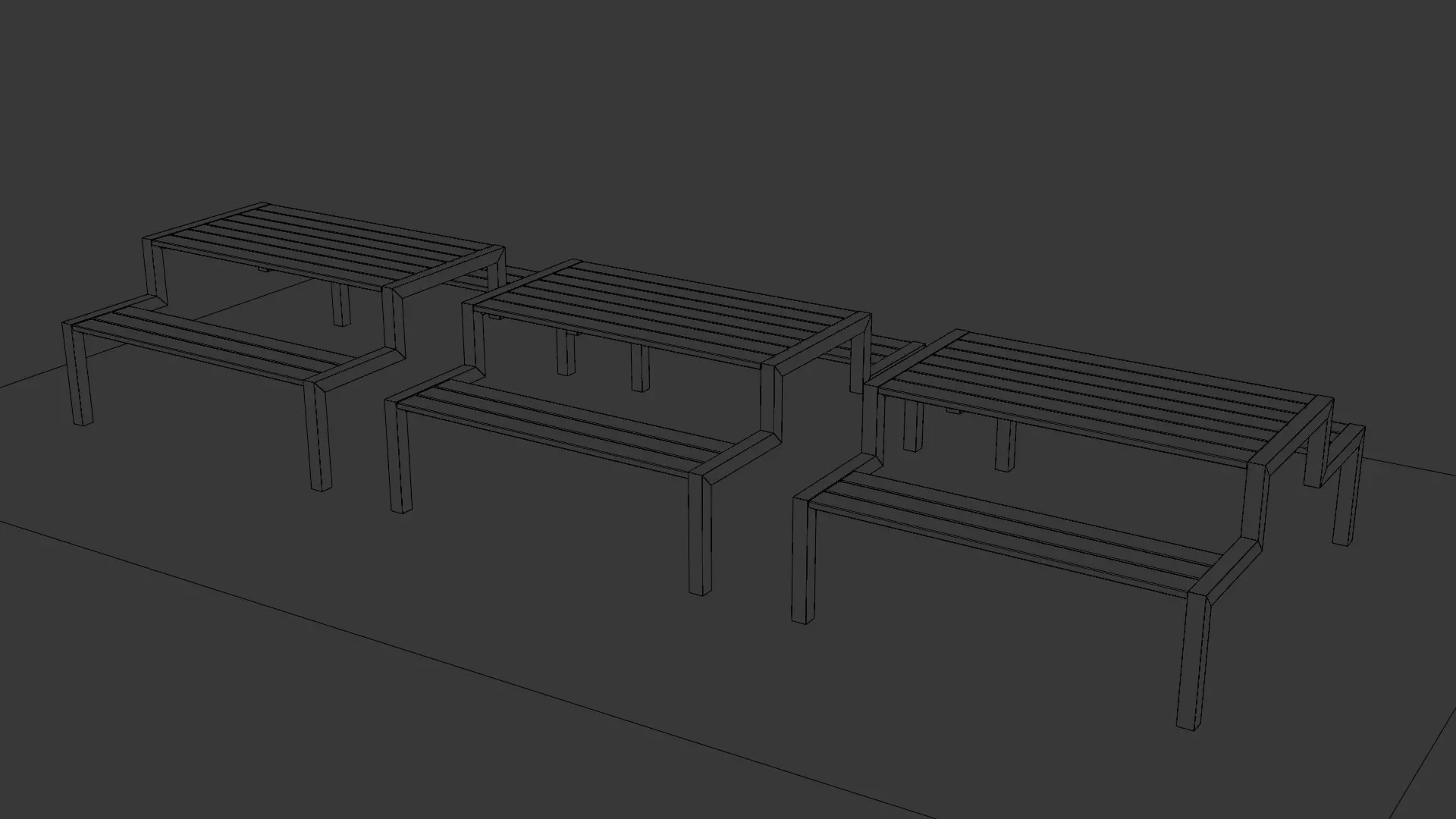 Picnic Table 02 Low-poly 3D model_21