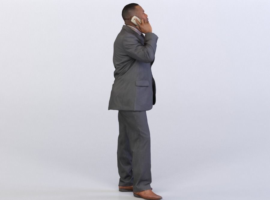 Ray 0145 Man in a suit talking on a phone 3D model_3