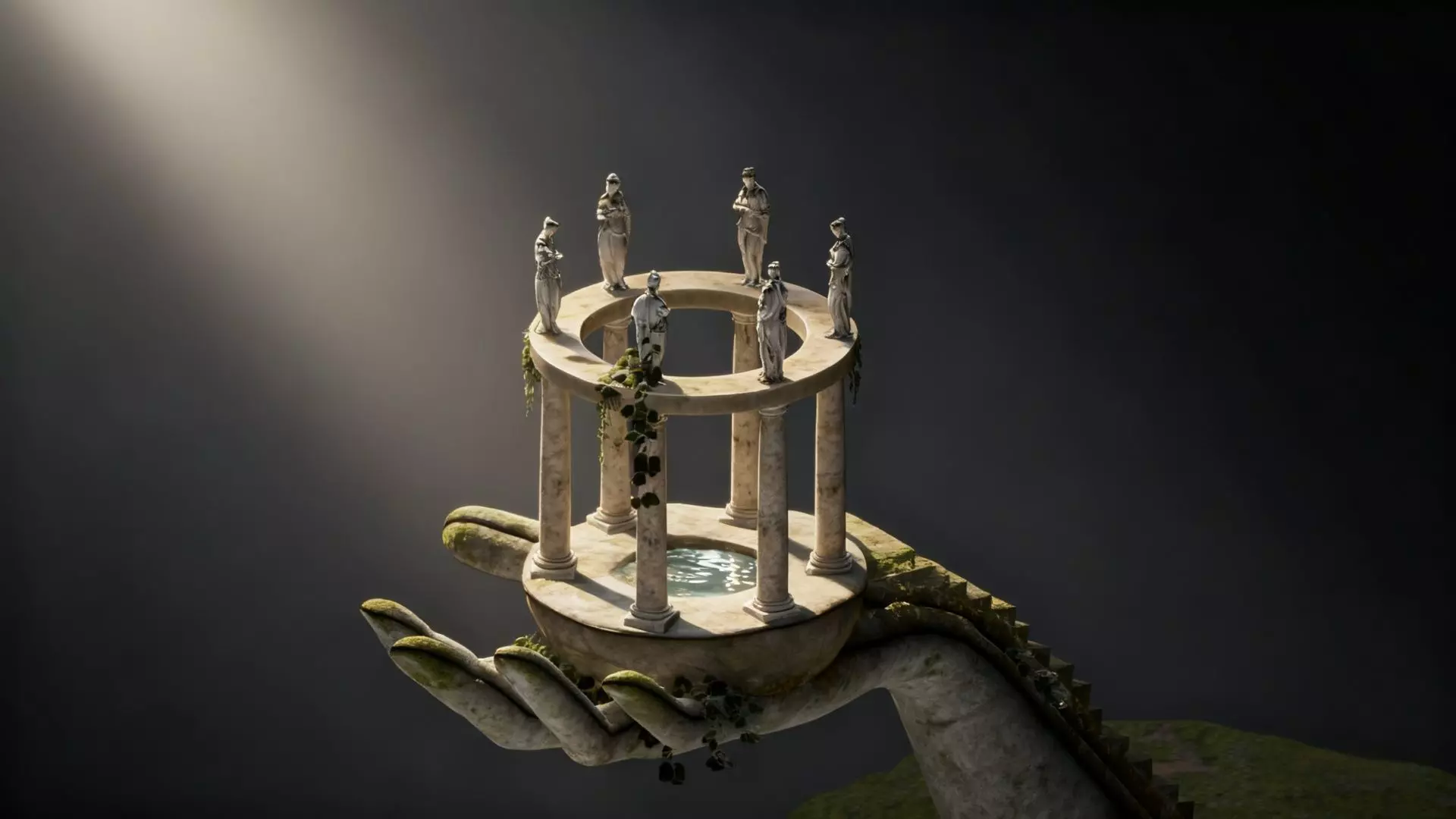 a miniature ancient Greek temple 3D model_3