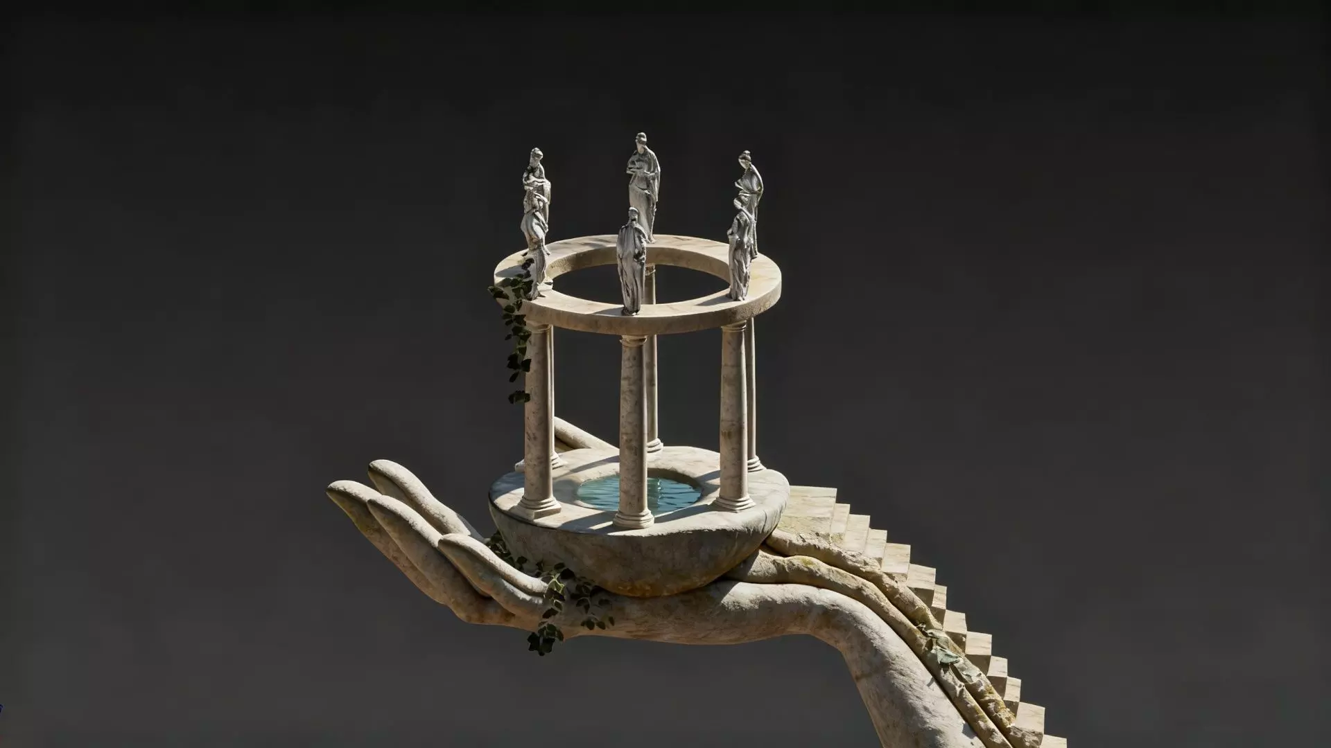 a miniature ancient Greek temple 3D model_1