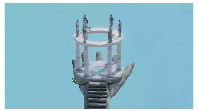 a miniature ancient Greek temple