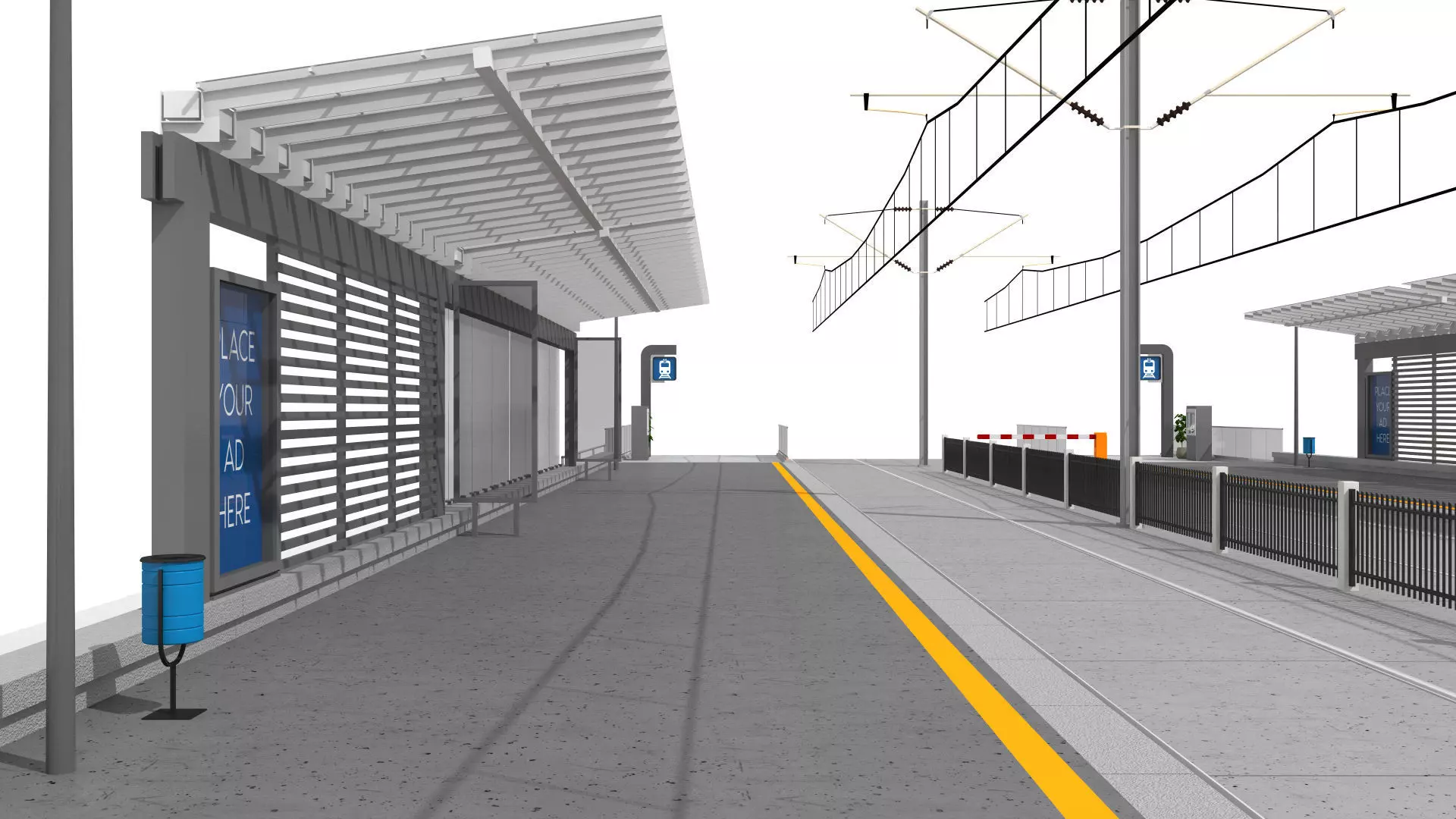 Contemporary Tramway Station Low-poly 3D model_4