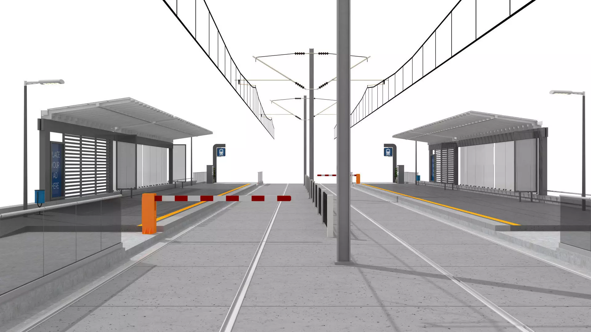 Contemporary Tramway Station Low-poly 3D model_8