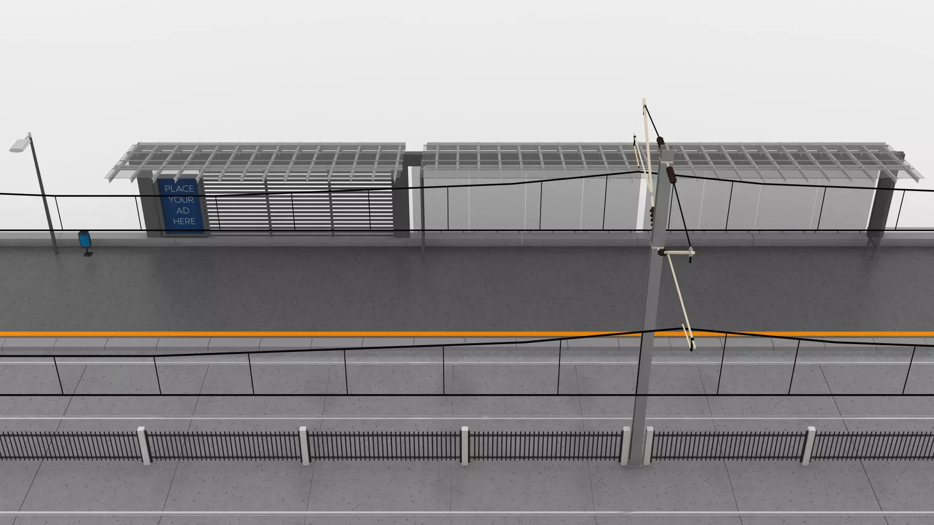 Contemporary Tramway Station Low-poly 3D model_6