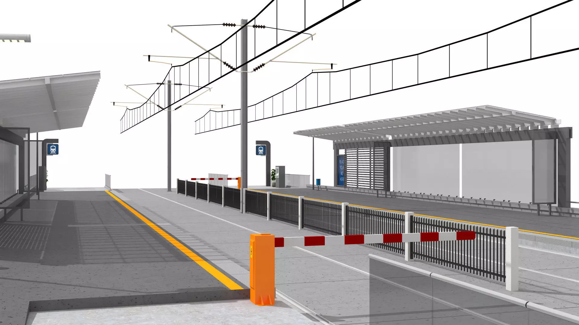Contemporary Tramway Station Low-poly 3D model_3