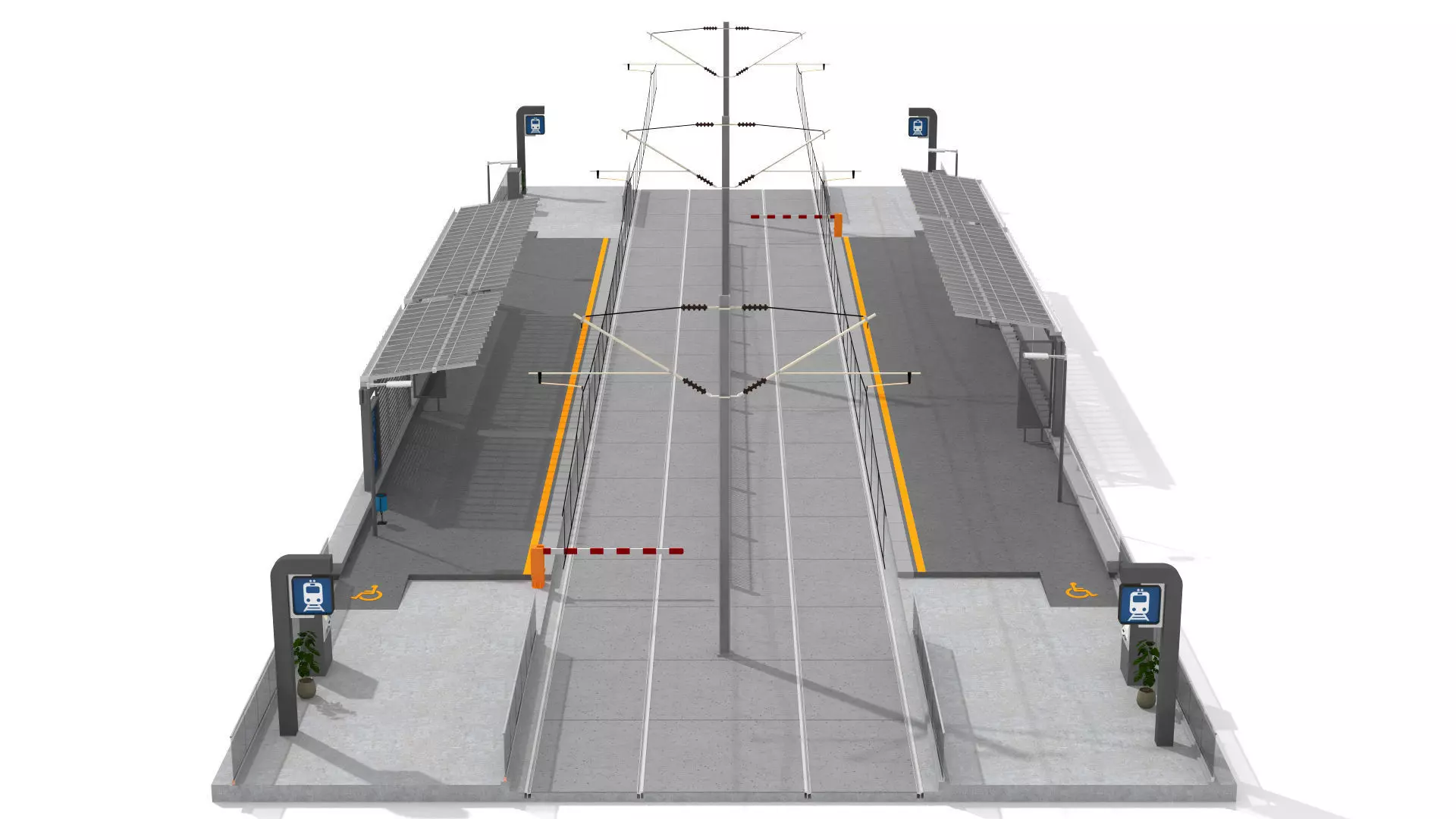 Contemporary Tramway Station Low-poly 3D model_2