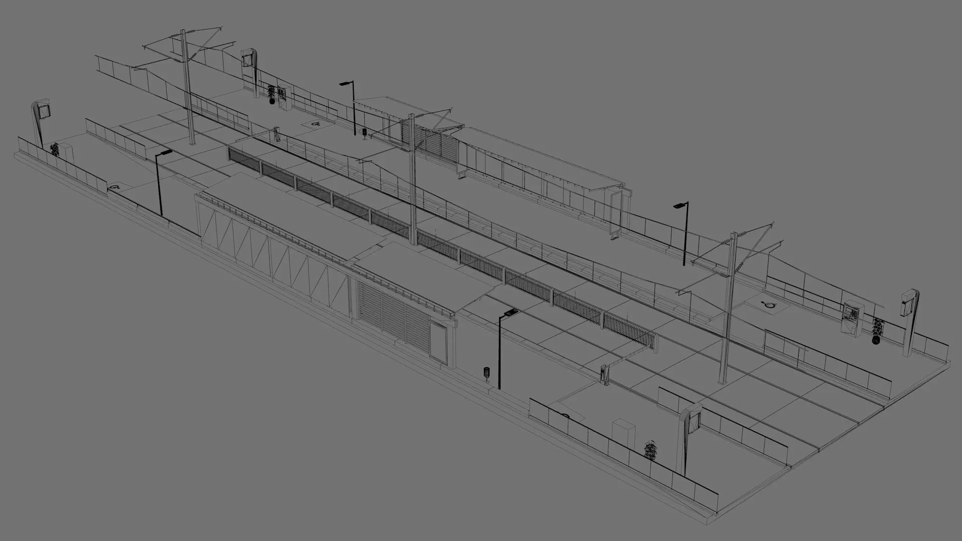 Contemporary Tramway Station Low-poly 3D model_10