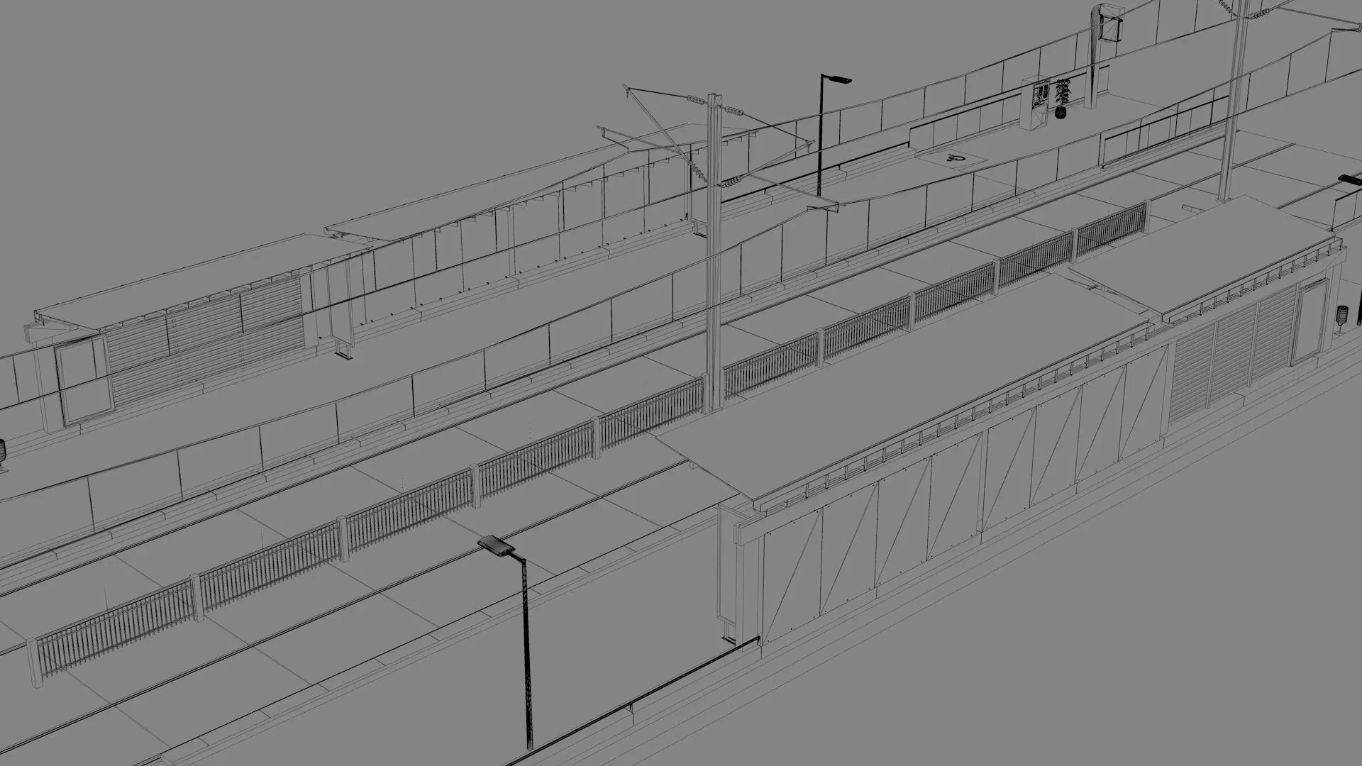 Contemporary Tramway Station Low-poly 3D model_11