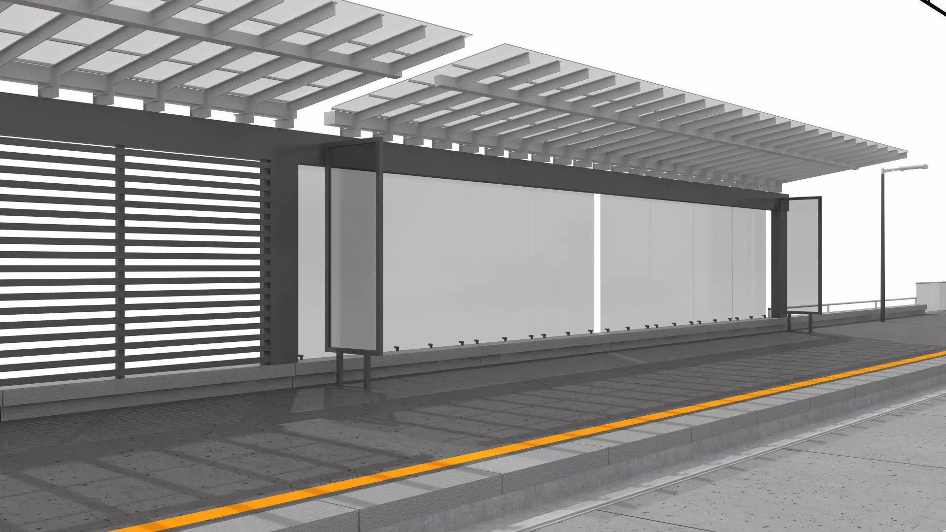 Contemporary Tramway Station Low-poly 3D model_9