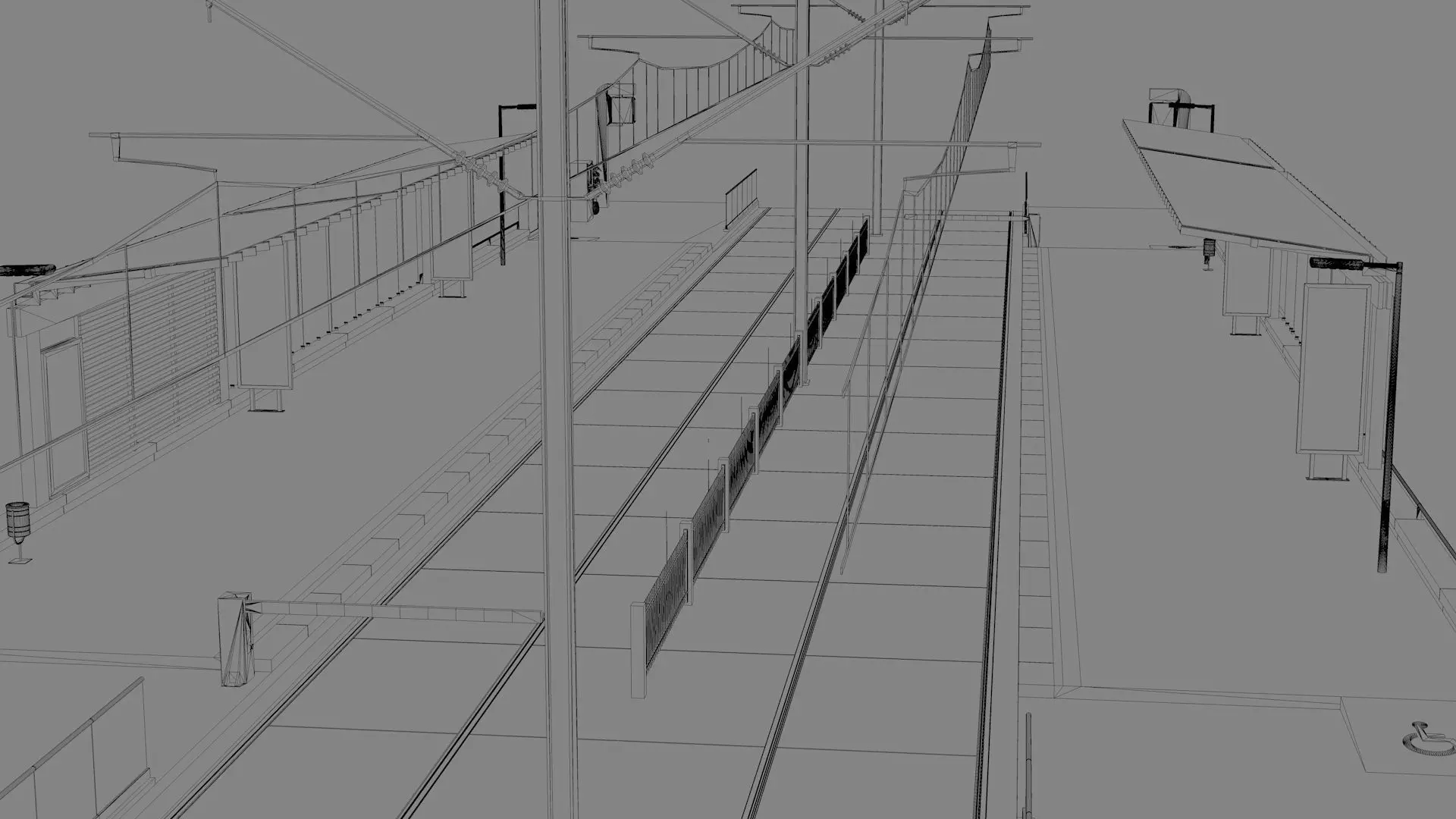 Contemporary Tramway Station Low-poly 3D model_12
