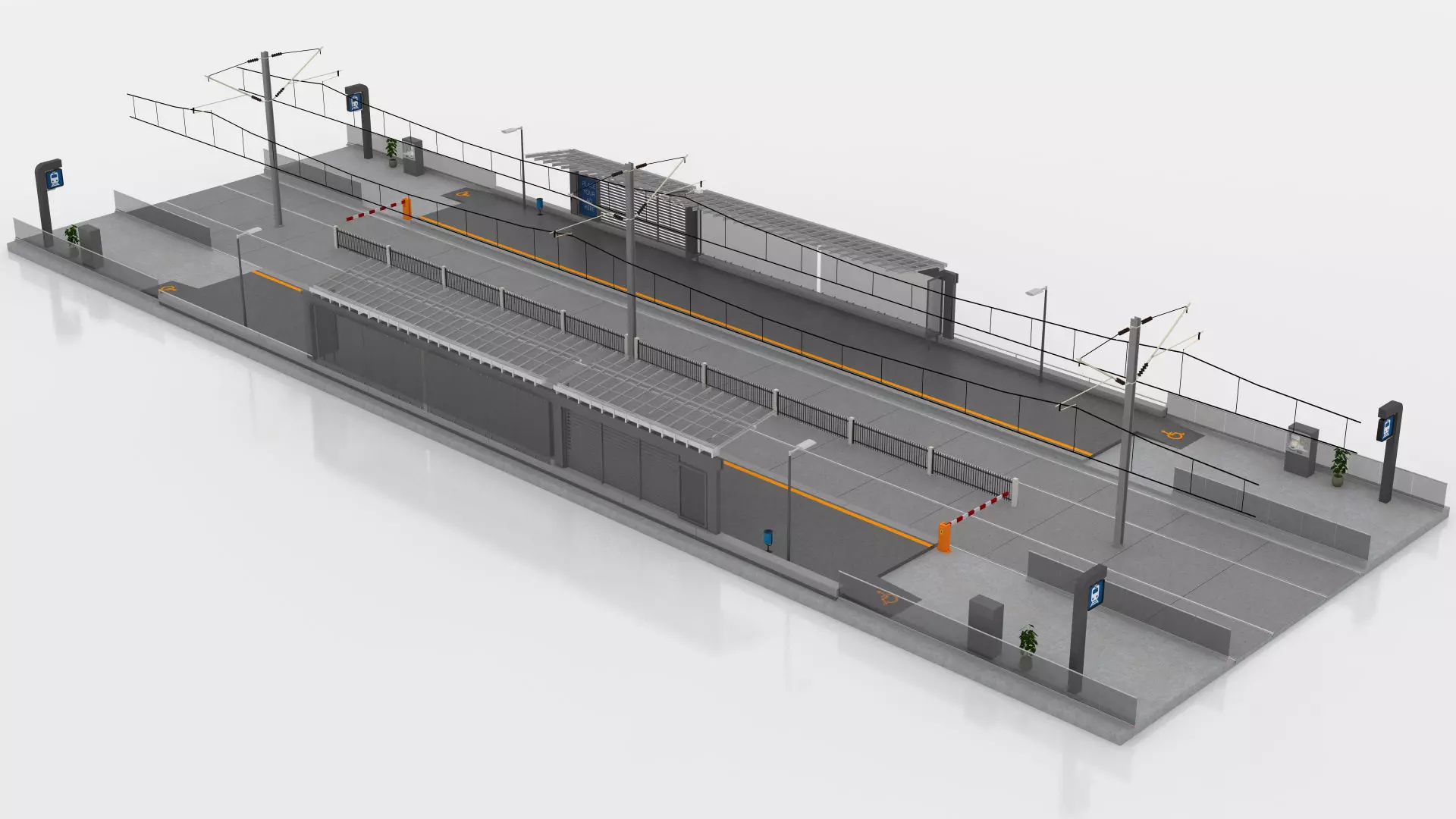 Contemporary Tramway Station Low-poly 3D model_1