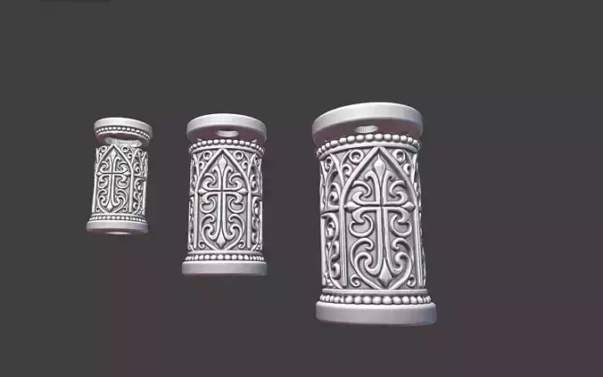 long Decorative Silver Bead  gothic cross