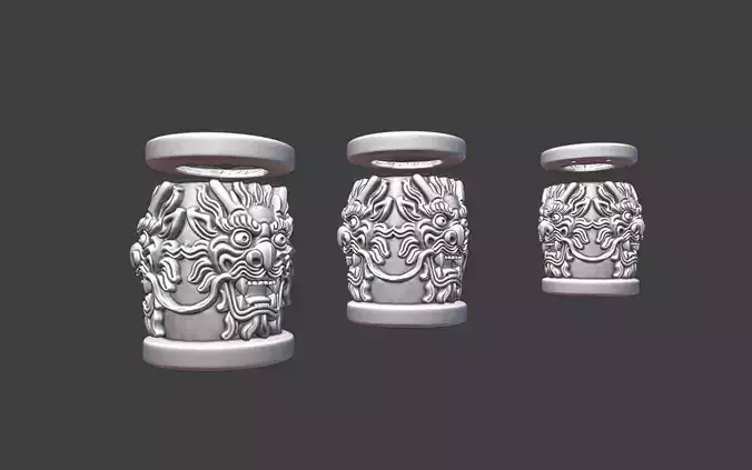 Decorative Silver barrel Bead dragon