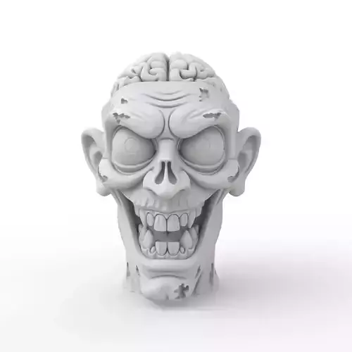 Zombie Head 3D Print Model