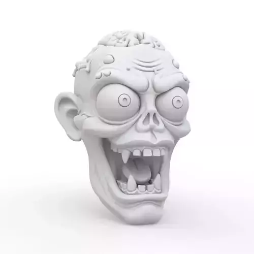 Zombie Head 3D Print Model
