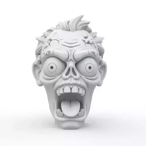 Zombie Head 3D Print Model