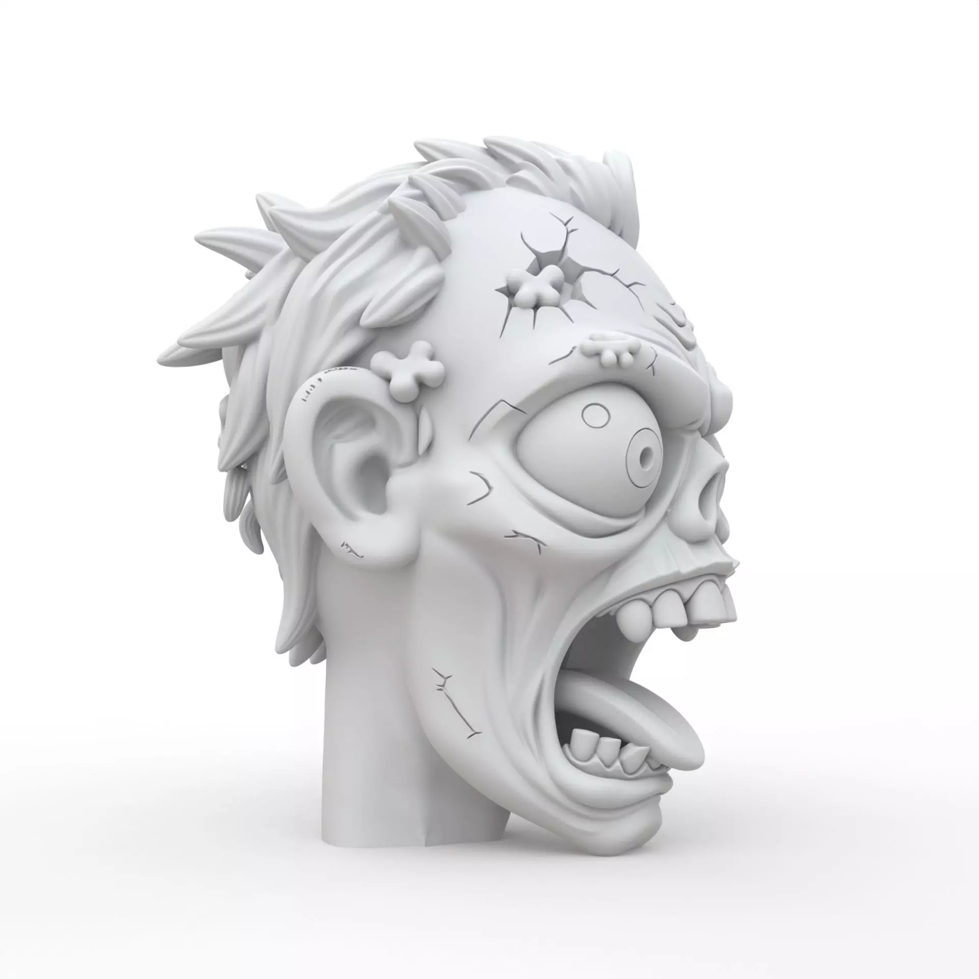 Zombie Head 3D Print Model 3D print model_5