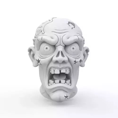 Zombie Head 3D Print Model